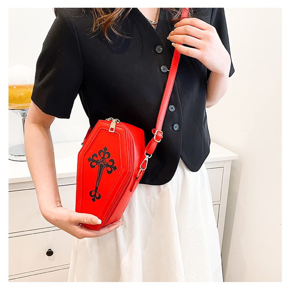 Gothic Coffin Shoulder Bag for Women - Elegant Halloween Crossbody Purse, Gothic Fashion Accessory for Parties, Cosplay & Everyday Use