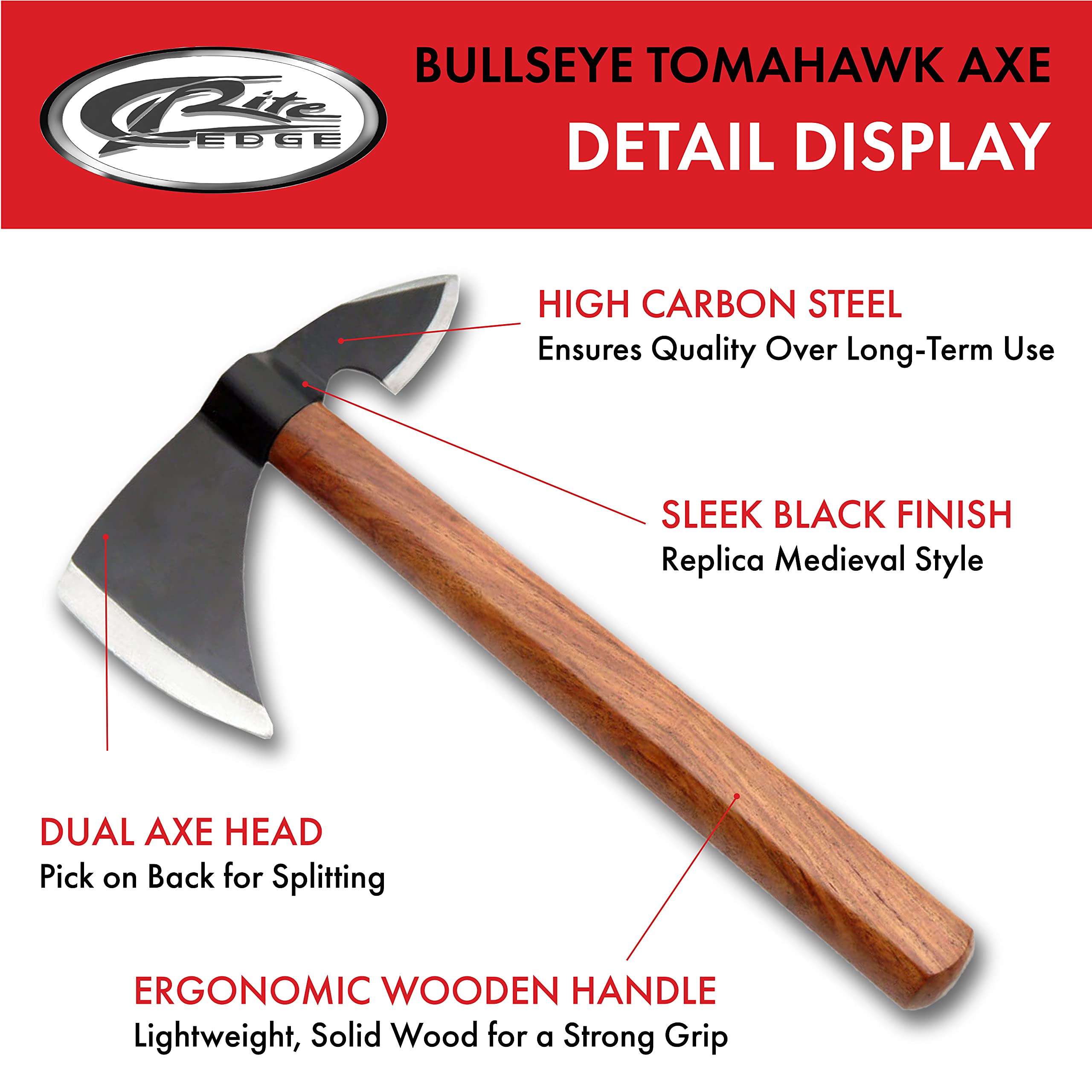 SZCO Supplies Bullseye Throwing Tomahawk Axe - Professional Competition & Outdoor Camping Hatchet for Target Practice, Survival Gear, and Bushcraft Activities