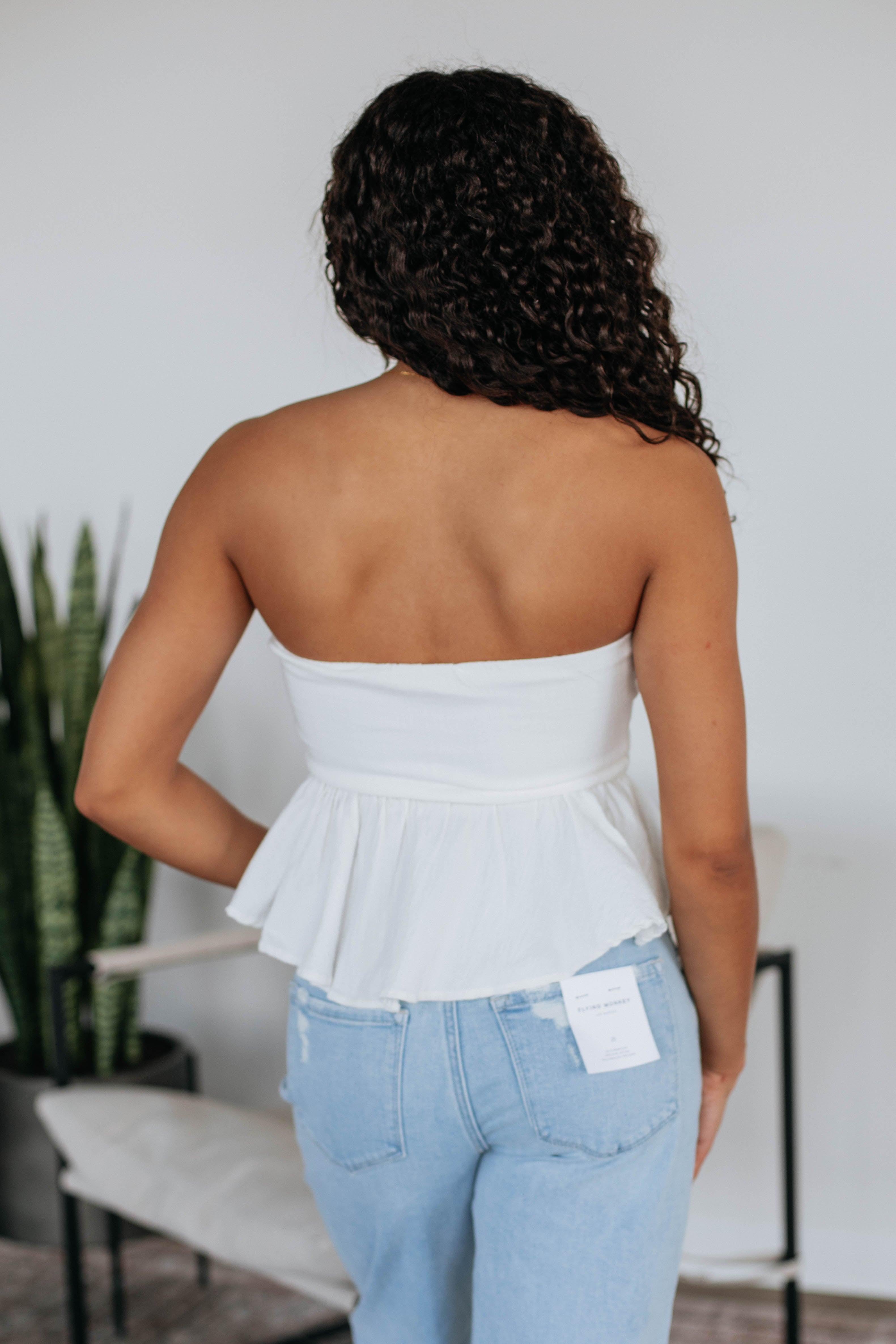 Amiah Peplum Top Ivory - Women's Fashion Blouse for Casual Wear, Office & Party Outfits | Trendy & Elegant Style