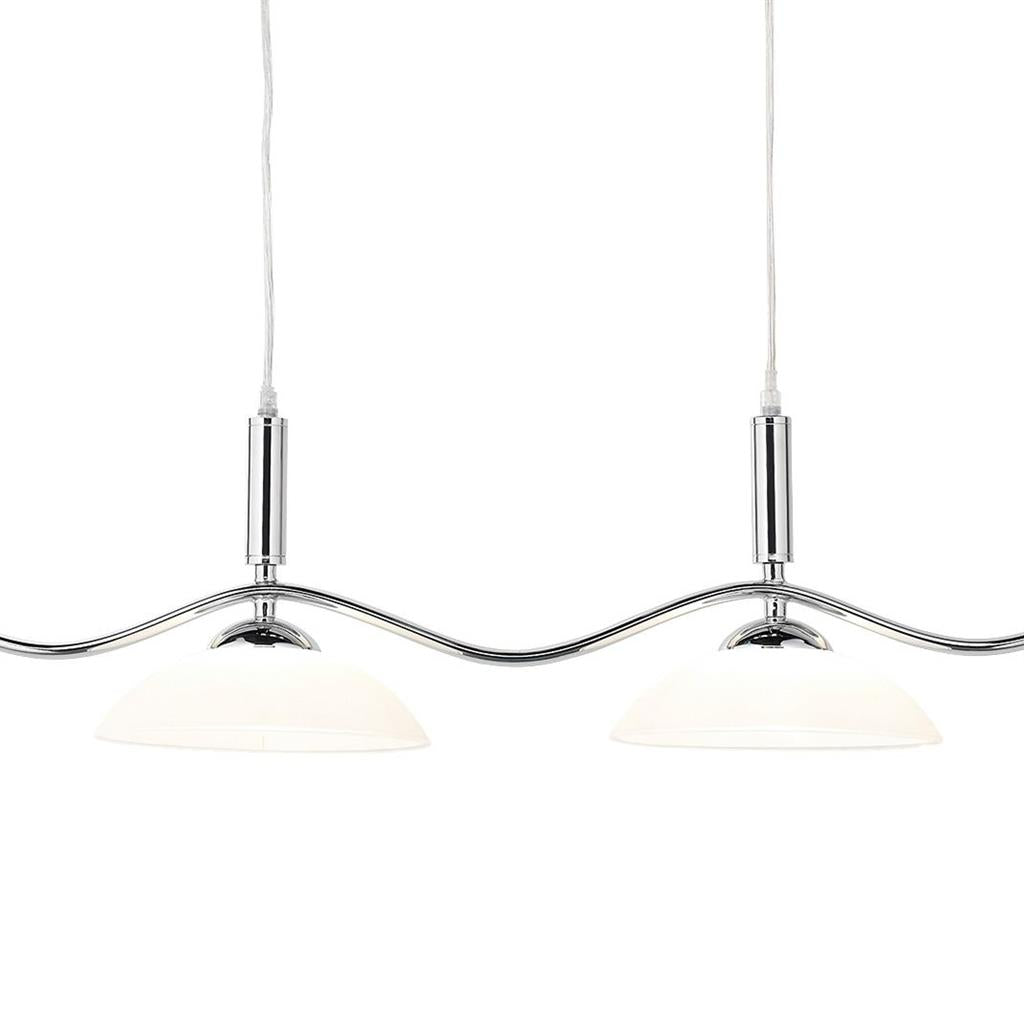 Alexis 4Lt Kitchen Light - Chrome Metal & Opal Glass Pendant Lighting for Modern Kitchen Island, Dining Room, and Restaurant Decor