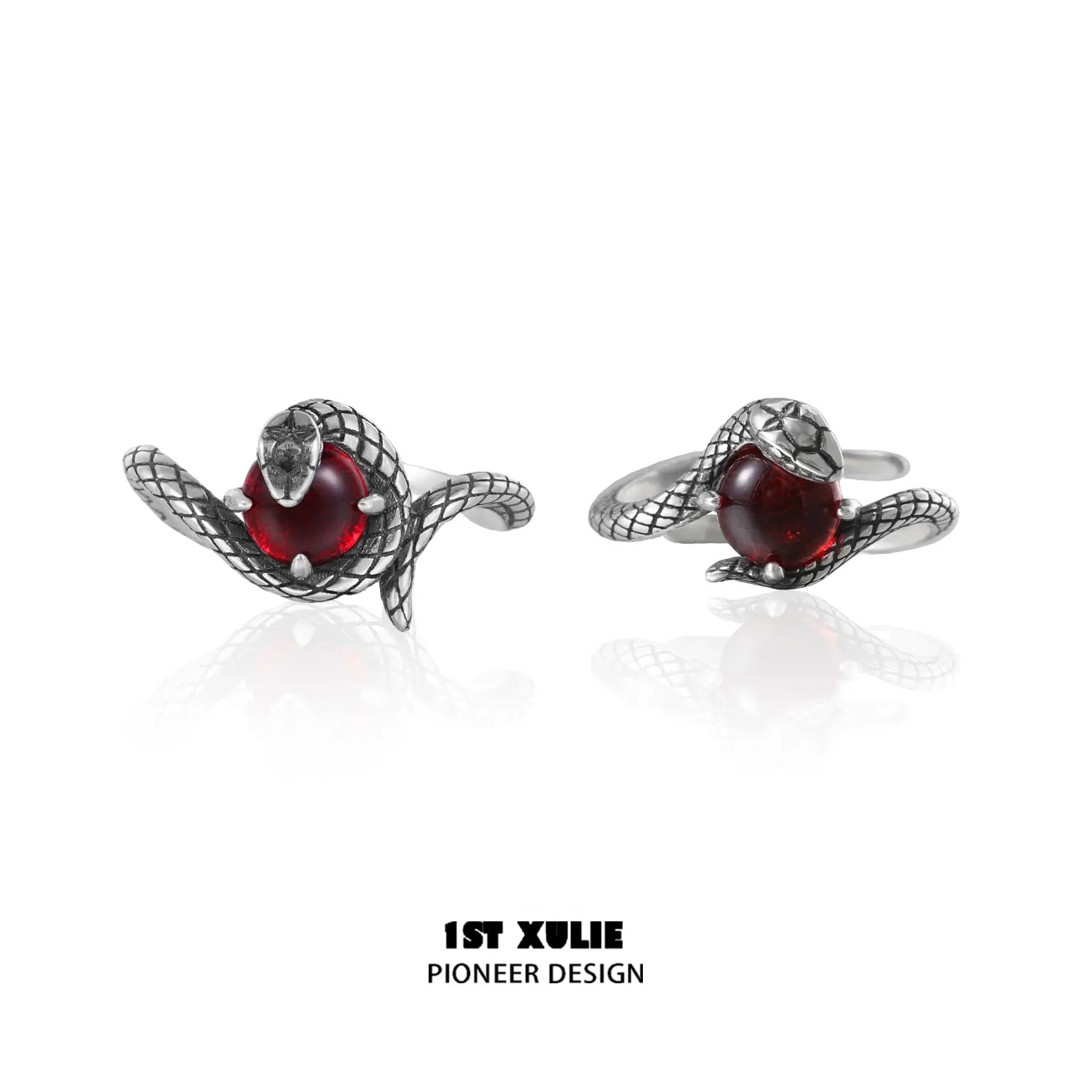 S925 Sterling Silver Snake Bite Energy Crystal Couple Rings for Men & Women - Perfect for Romantic Gifts, Anniversary, and Spiritual Healing Jewelry