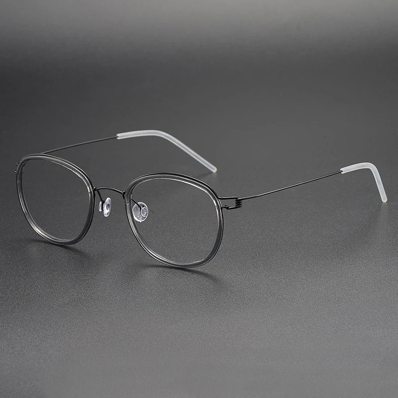 Stylish Black Full Rim Oval Screwless Titanium Acetate Eyeglasses for Women - Model 6611 | Perfect for Office, Reading & Everyday Fashion