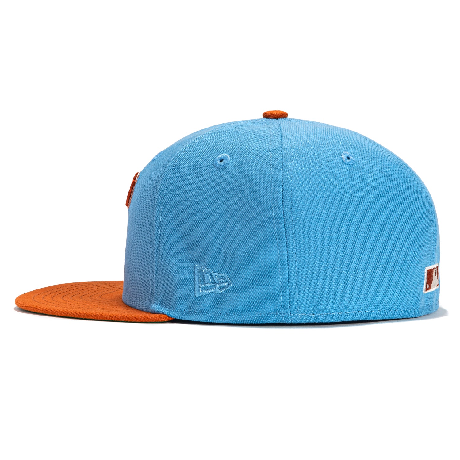 New Era 59Fifty San Francisco Giants 60th Anniversary Patch Script Baseball Cap - Light Blue, Burnt Orange & Metallic Copper - Perfect for Baseball Games, Fan Collections & Streetwear Fashion