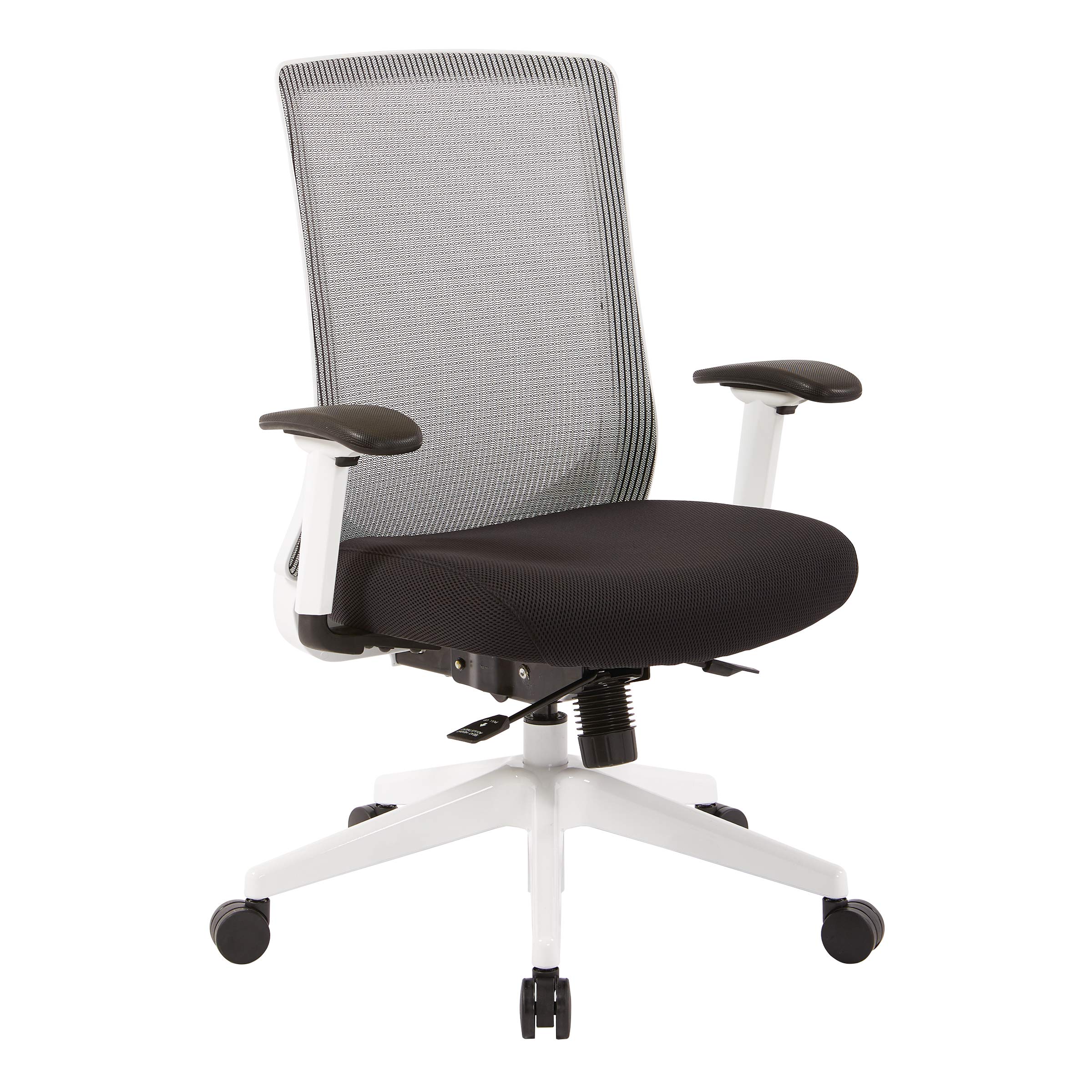 Space Seating 521 Series Ergonomic High Back Mesh Office Chair - Adjustable Height Arms, Seat Slider & Tilt Function - White & Black - Perfect for Home Office, Gaming & Workspace Comfort