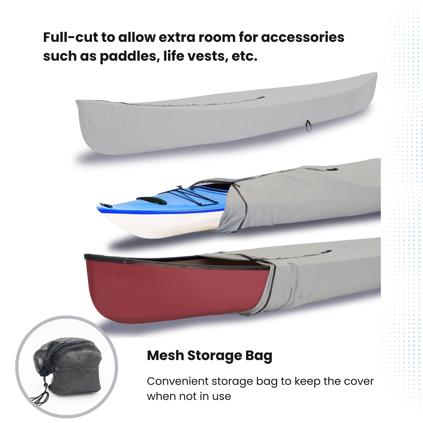Waterproof UV-Resistant Canoe & Kayak Cover - Marine-Grade Polyester Boat Storage Cover Fits 15-16 ft Length, 116