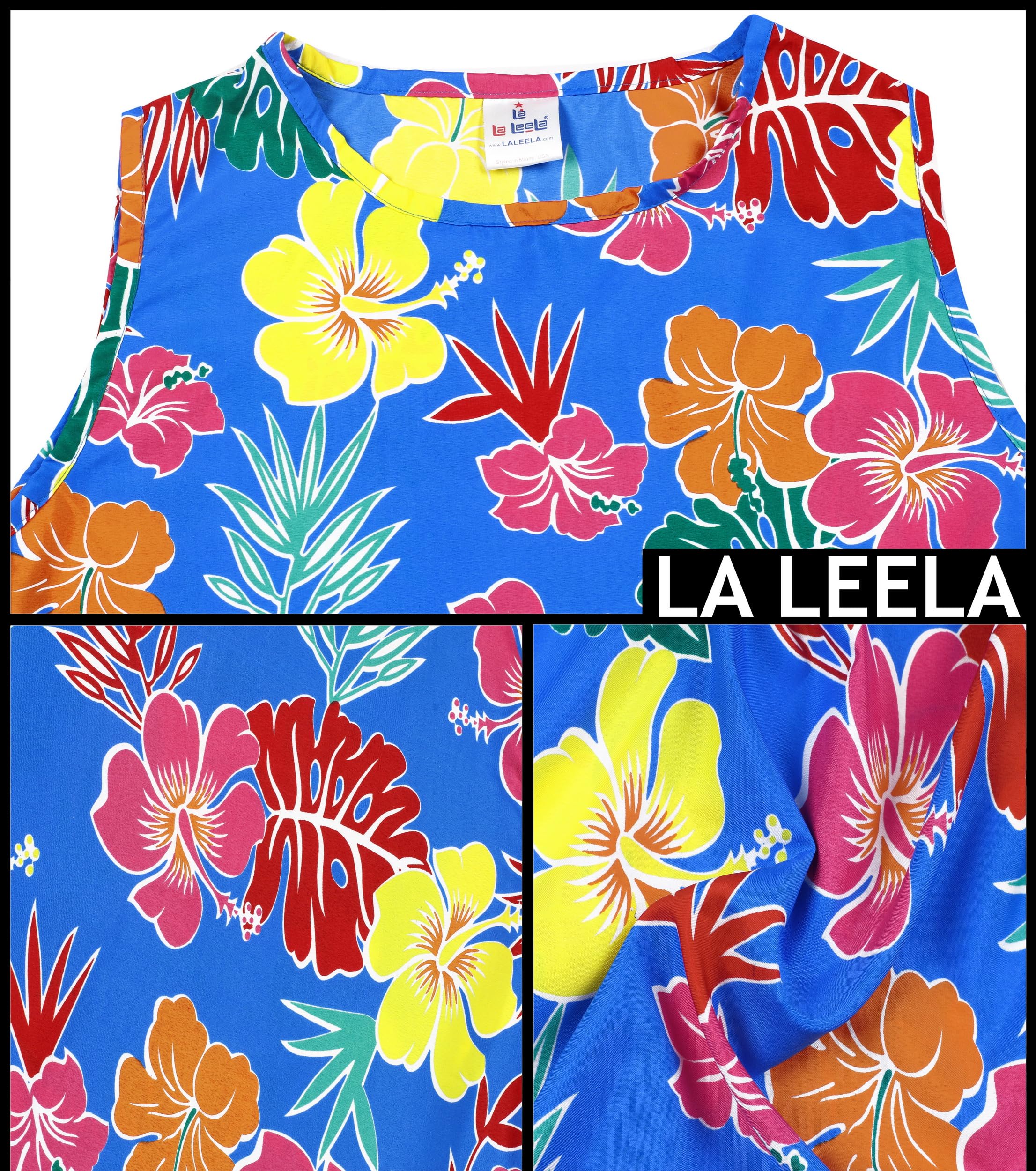 LA LEELA Women's Hawaiian Summer Swim Cover Up - Lightweight Beach Dress with Side Pockets for Pool, Vacation & Tropical Getaways