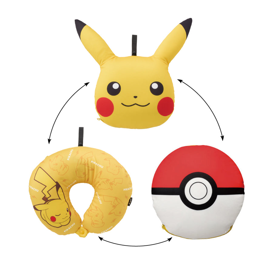 GOWELL Pikachu 3-Way Pillow - Soft Plush Stuffed Animal Toy (226g) - Perfect for Kids' Room Decor, Anime Gift & Cute Bedding Accessory