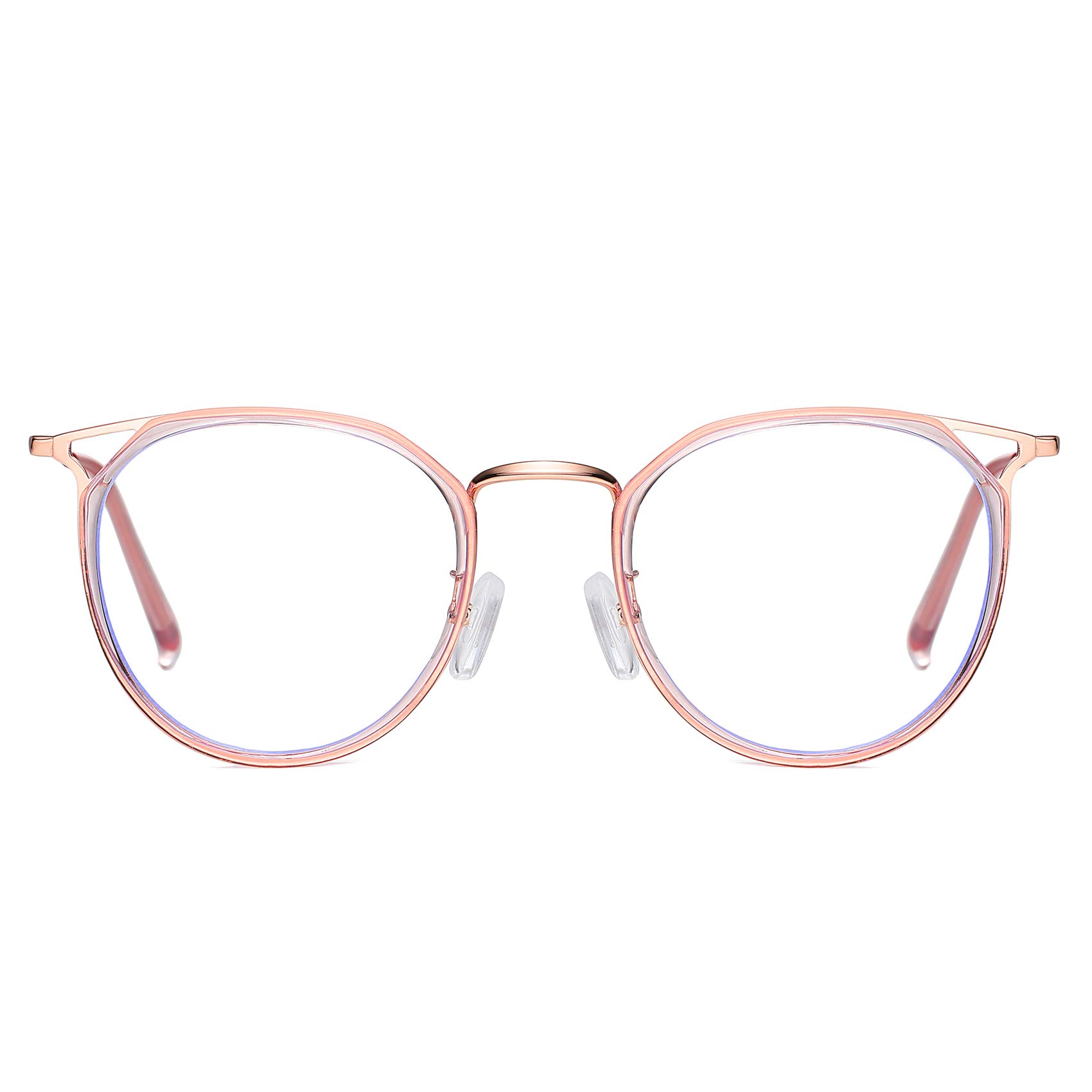 DUCO Blue Light Blocking Glasses for Women & Men - Retro Round Computer Eyeglasses for Office & Gaming