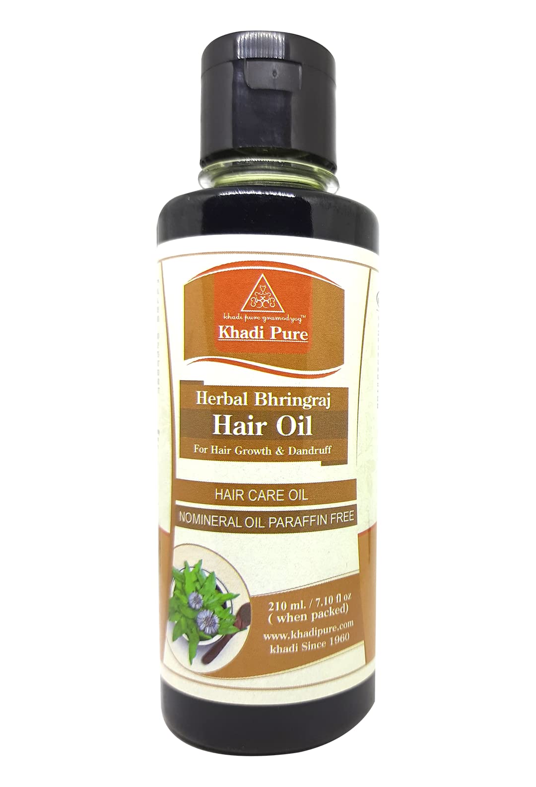 Khadi Pure Herbal Bhringraj Hair Oil for Hair Growth & Scalp Care - 210ml | Natural Black Hair Oil for Thickening, Strengthening & Reducing Hair Fall - Perfect for Daily Hair & Scalp Massage