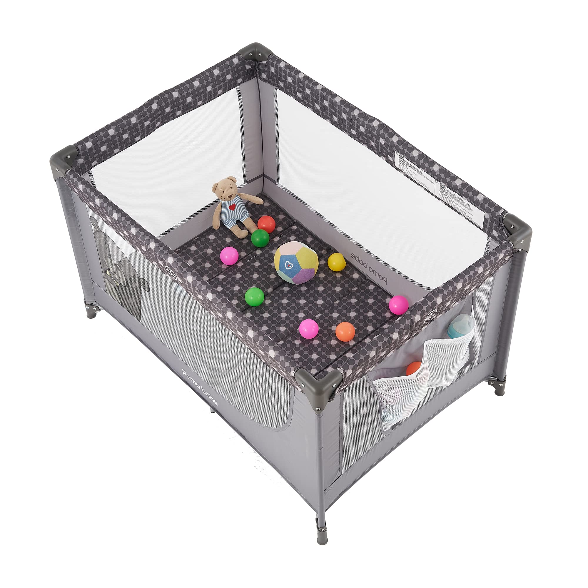 Pamo Babe Portable Baby Crib Playpen with Mattress & Storage Bag - Lightweight Foldable Travel Crib for Newborns & Toddlers - Perfect for Home, Travel, and Outdoor Use