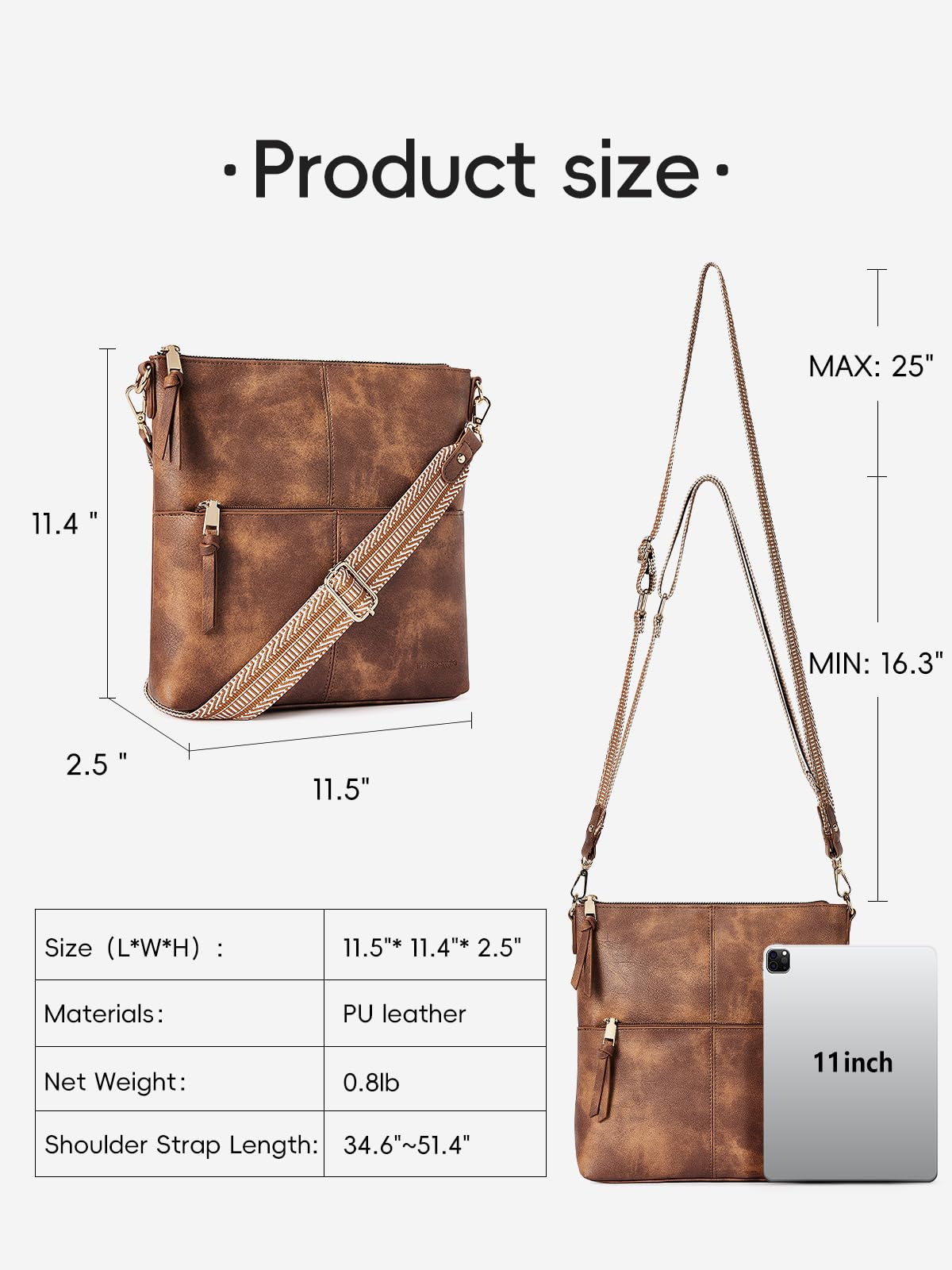 Women's Vegan Leather Crossbody Bag with Guitar Strap - Perfect for Daily Use & Travel