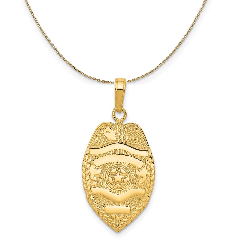 14k Yellow Gold Polished Badge Necklace - Elegant Black Bow Jewelry for Parties