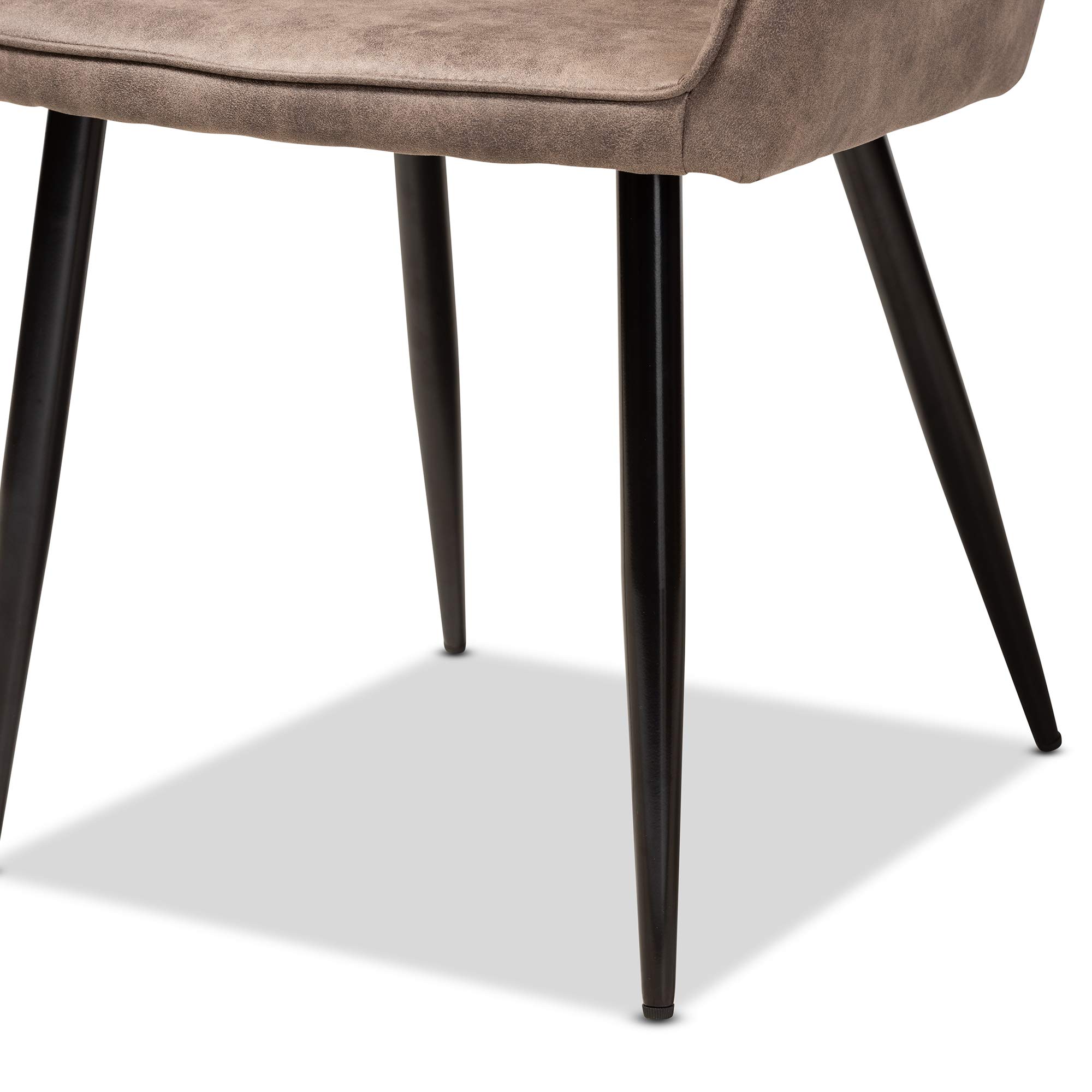 Baxton Studio Belen 2-Piece Metal Dining Chair Set - Grey & Brown Faux Leather Upholstered Chairs for Kitchen, Dining Room & Office | Modern Comfort Seating
