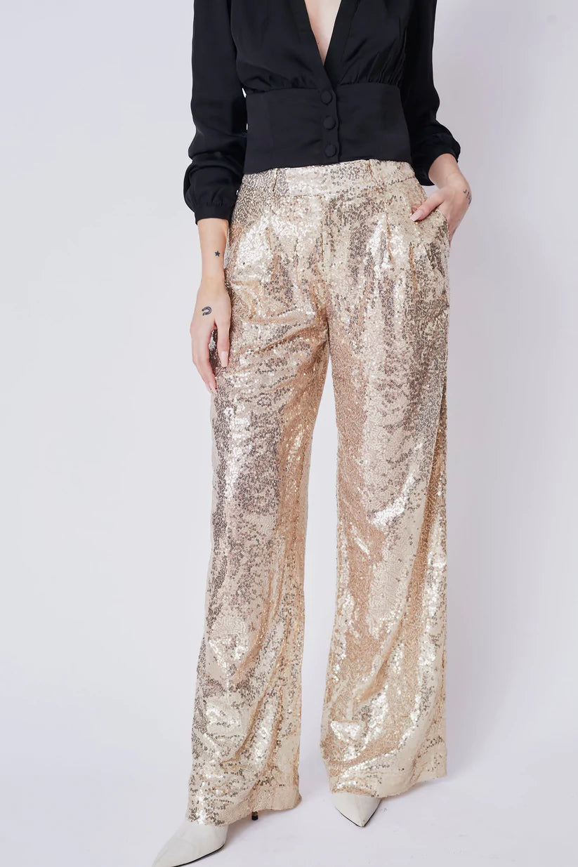 Belucci Sequined Pants for Women - Glamorous High Waisted Party Pants with Sparkly Sequins - Perfect for Night Out, Club Wear, and Special Occasions