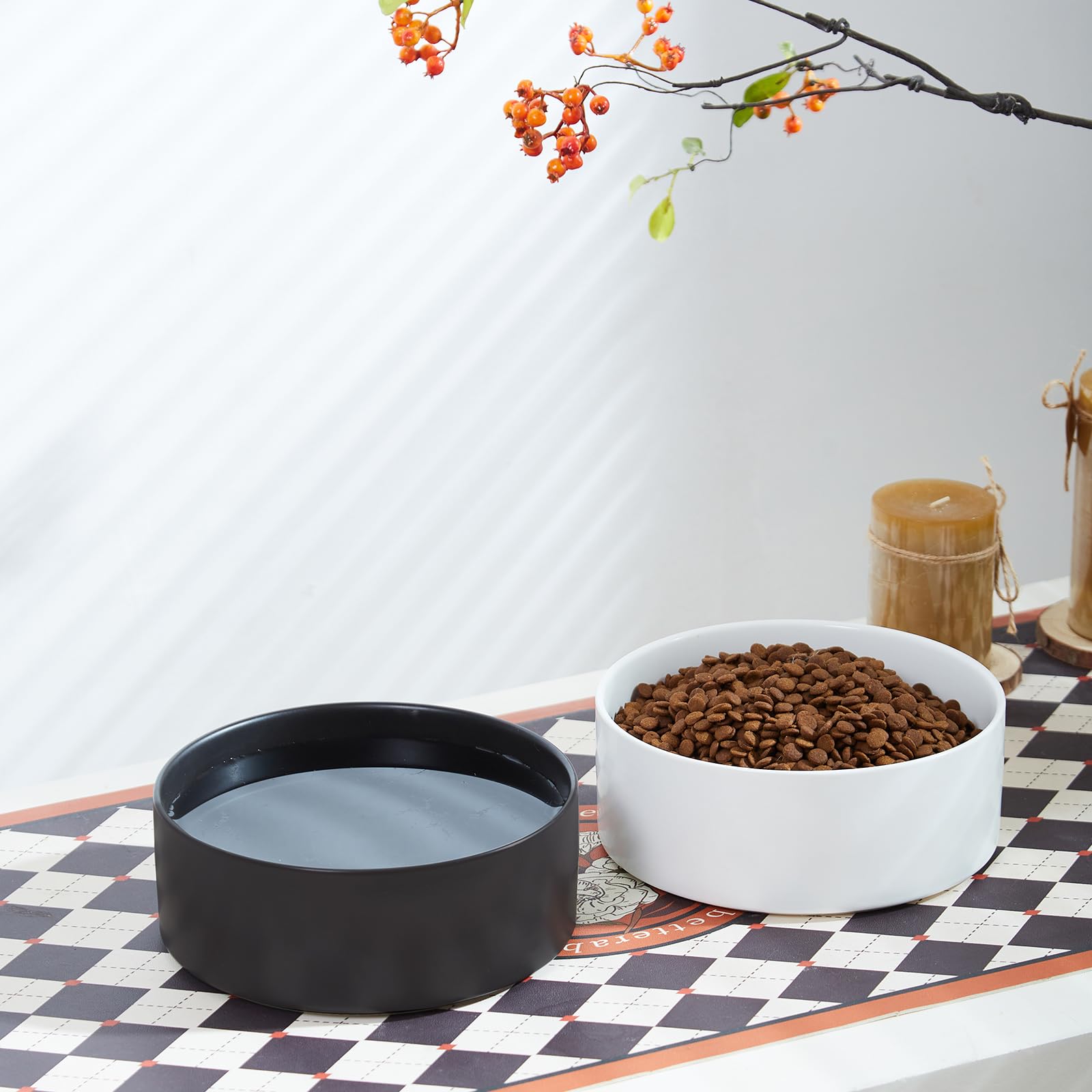 8'' Ceramic Dog Bowl - 70Oz Heavy-Duty Non-Slip Pet Food & Water Dish for Medium & Large Dogs, Food Grade Stoneware, Dishwasher & Microwave Safe - Perfect for Home, Kitchen, or Outdoor Use - White