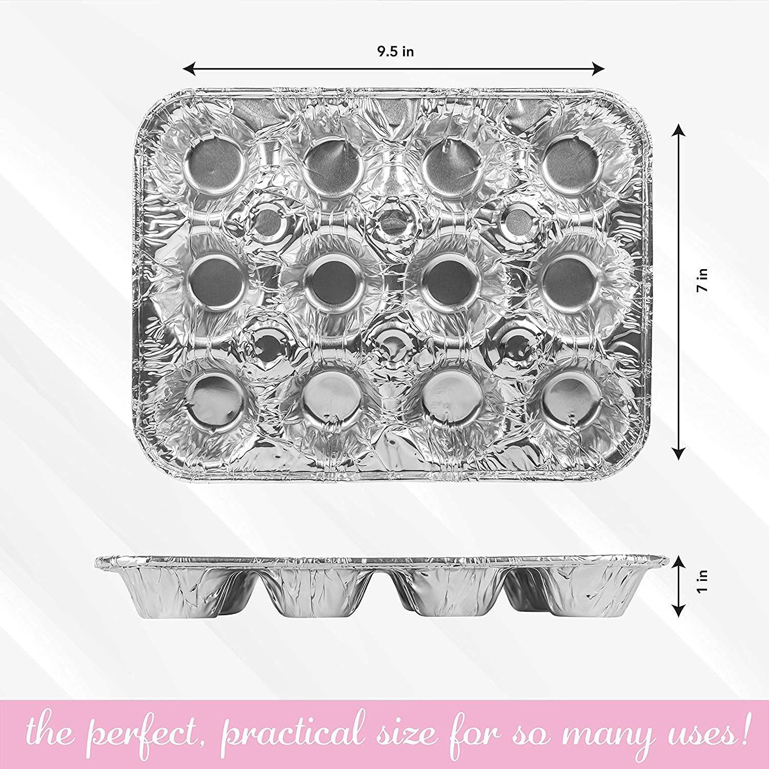 200-Pack Disposable Aluminum 12-Cavity Mini Muffin Foil Pans - Perfect for Baking Cupcakes, Muffins & Desserts at Home, Parties & Catering Events