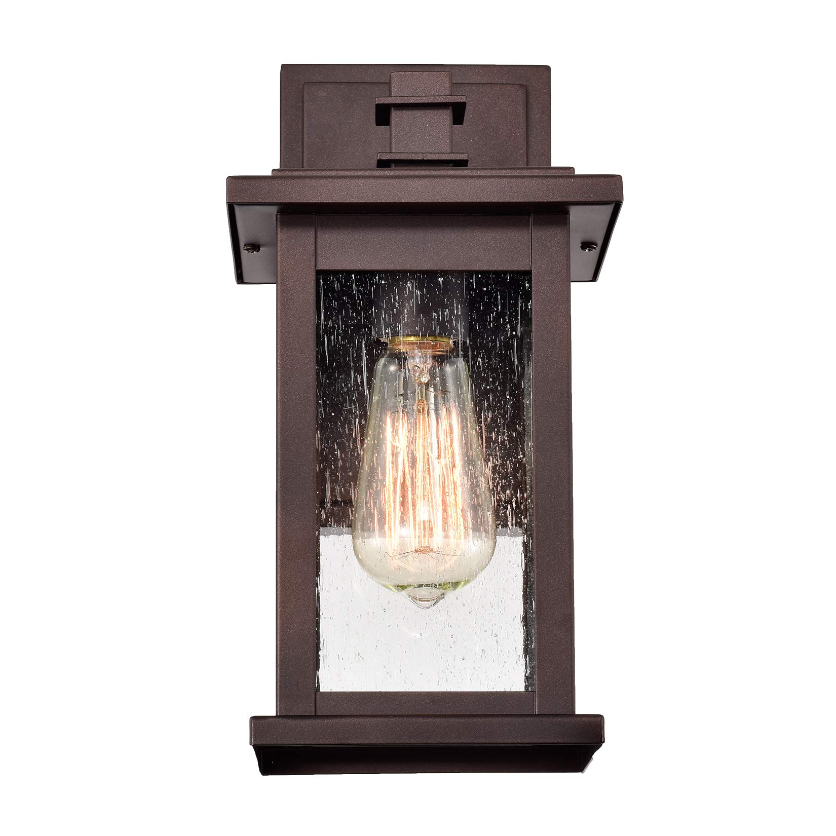 MICSIU 2 Pack Oil Rubbed Bronze Outdoor Wall Sconce Lights - 12 Inch Waterproof Exterior Lighting with Clear Seedy Glass Shades - Perfect for House Porch, Entryway, Patio, Garage & Garden Lighting