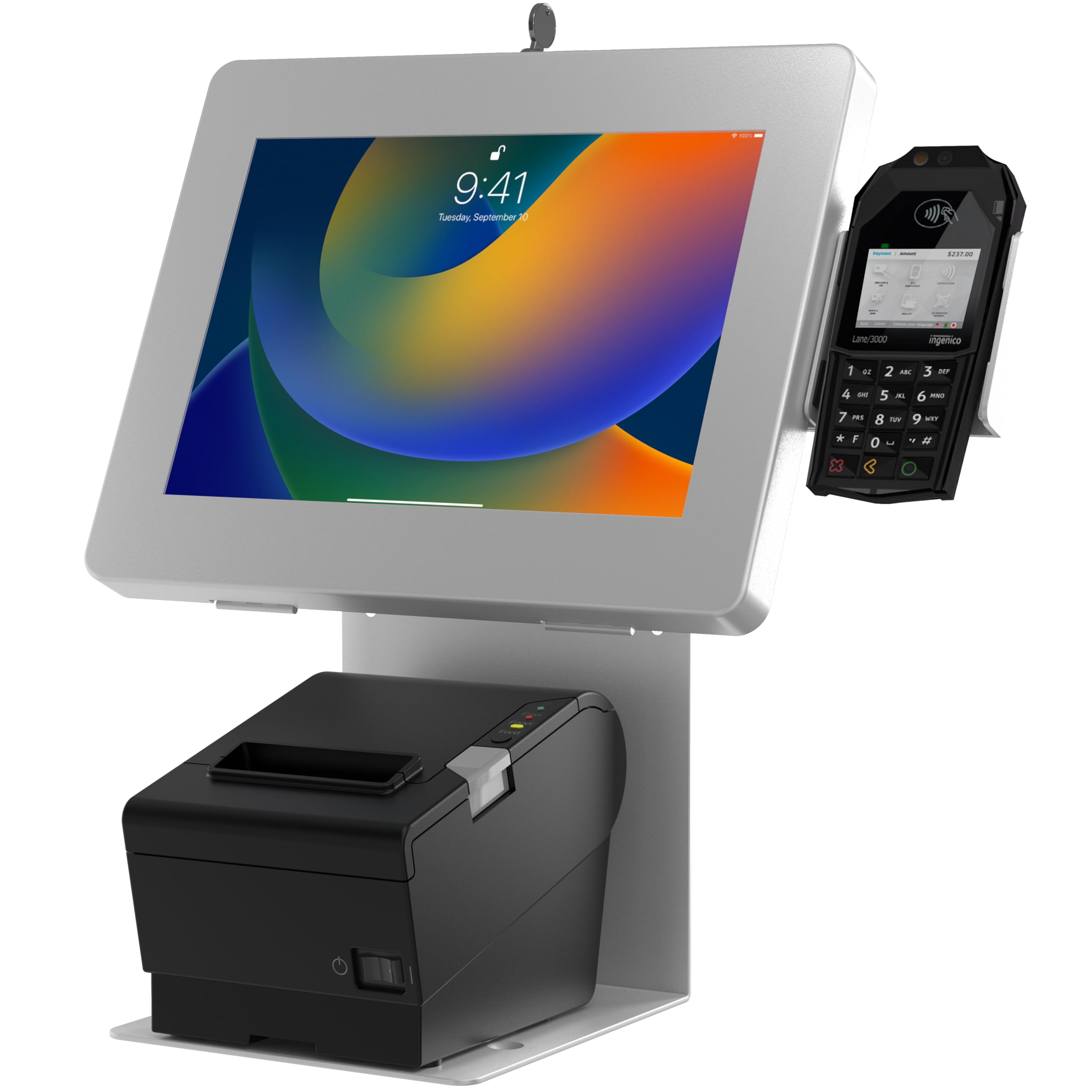 Secure Your Sales with CTA Digital Anti-Theft Kiosk Stand - POS Station with Credit Card Reader & Printer Slot for iPad 11 (A16), Pro 11