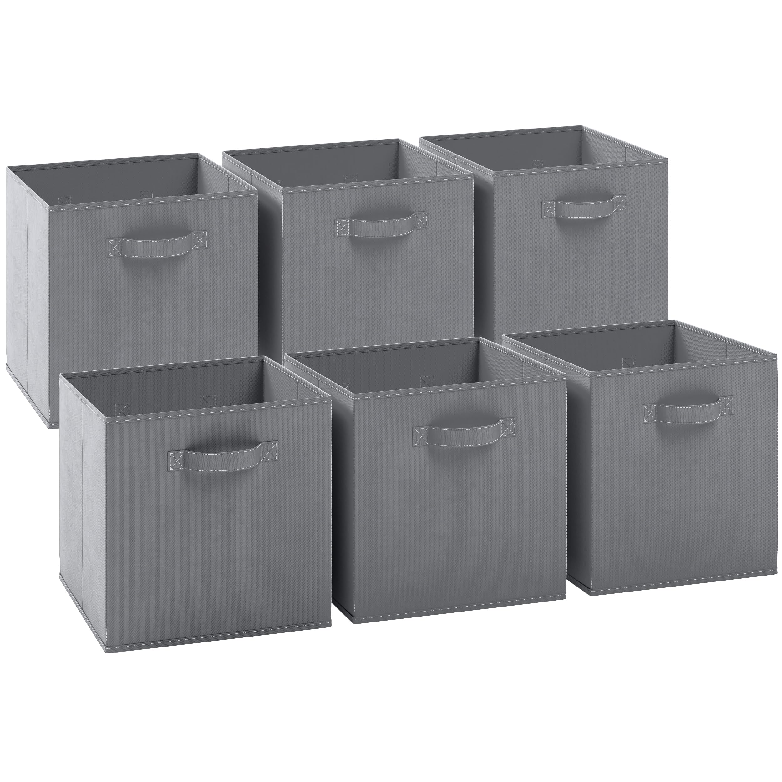 NEATERIZE 6-Pack Heavy Duty Grey Fabric Storage Cubes - 13 Inch Cube Organizer Bins for Closet, Shelves & Cubbies | Perfect for Clothes, Toys & Home Organization