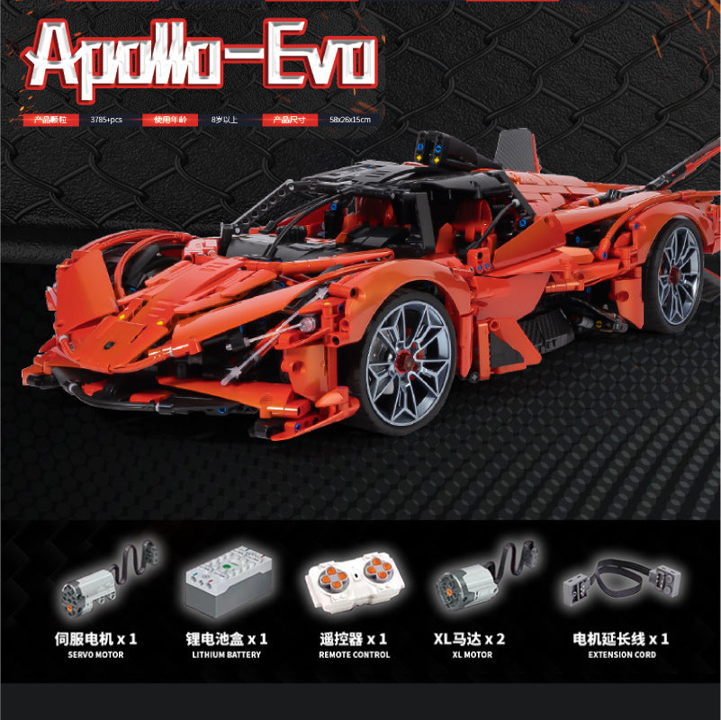 3785pcs 43100 Apollo Supercar EVO 1:8 Scale Model Building Kit - Collector's Edition for Adults & Teens - Perfect for Display, Gifts & Racing Enthusiasts