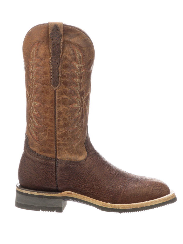 Lucchese M4090.WF Men's Rudy Cowhide Performance Cowboy Boots in Chocolate Peanut - Durable Western Boots for Riding, Work & Casual Wear
