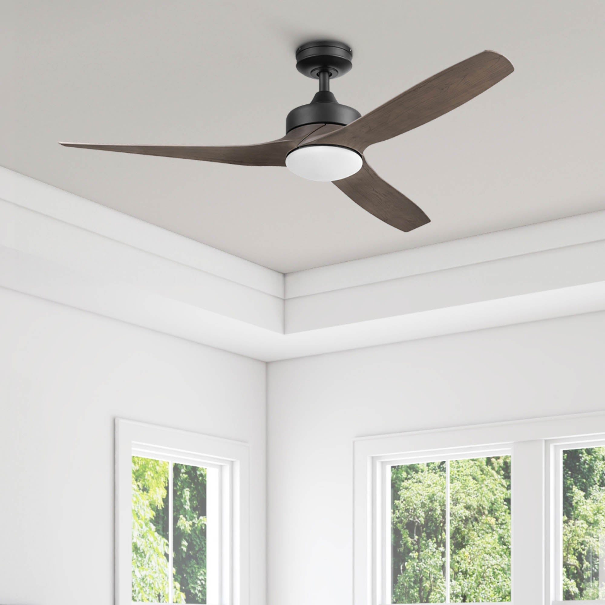 52 Inch Honeywell Lynton Ceiling Fan with Light Kit and Remote Control - Matte Black/Brown Finish - Perfect for Living Room, Bedroom, and Outdoor Covered Patio