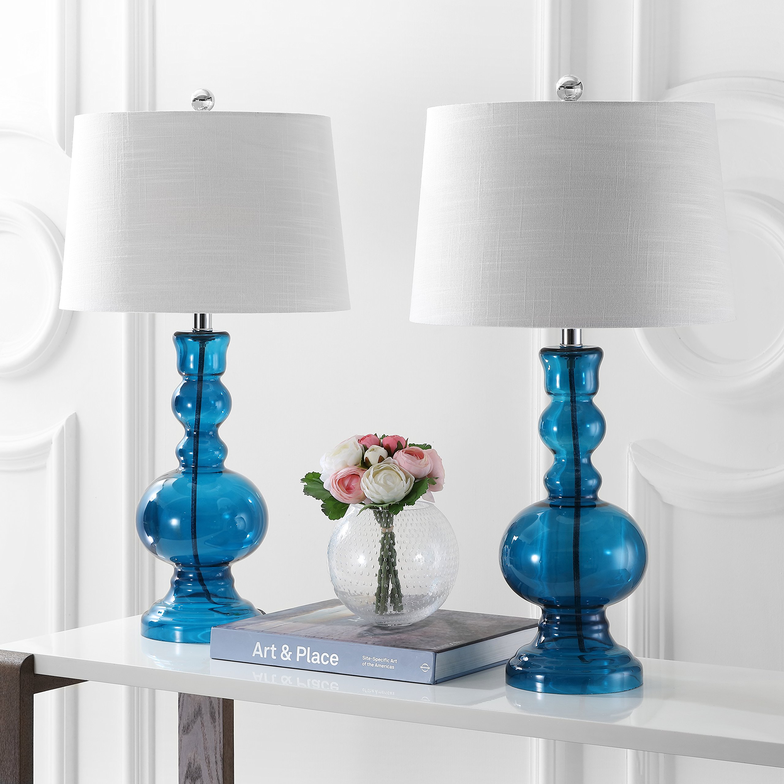 JONATHAN Y JYL1061C-SET2 Set of 2 Modern Glass LED Table Lamps - 28.5