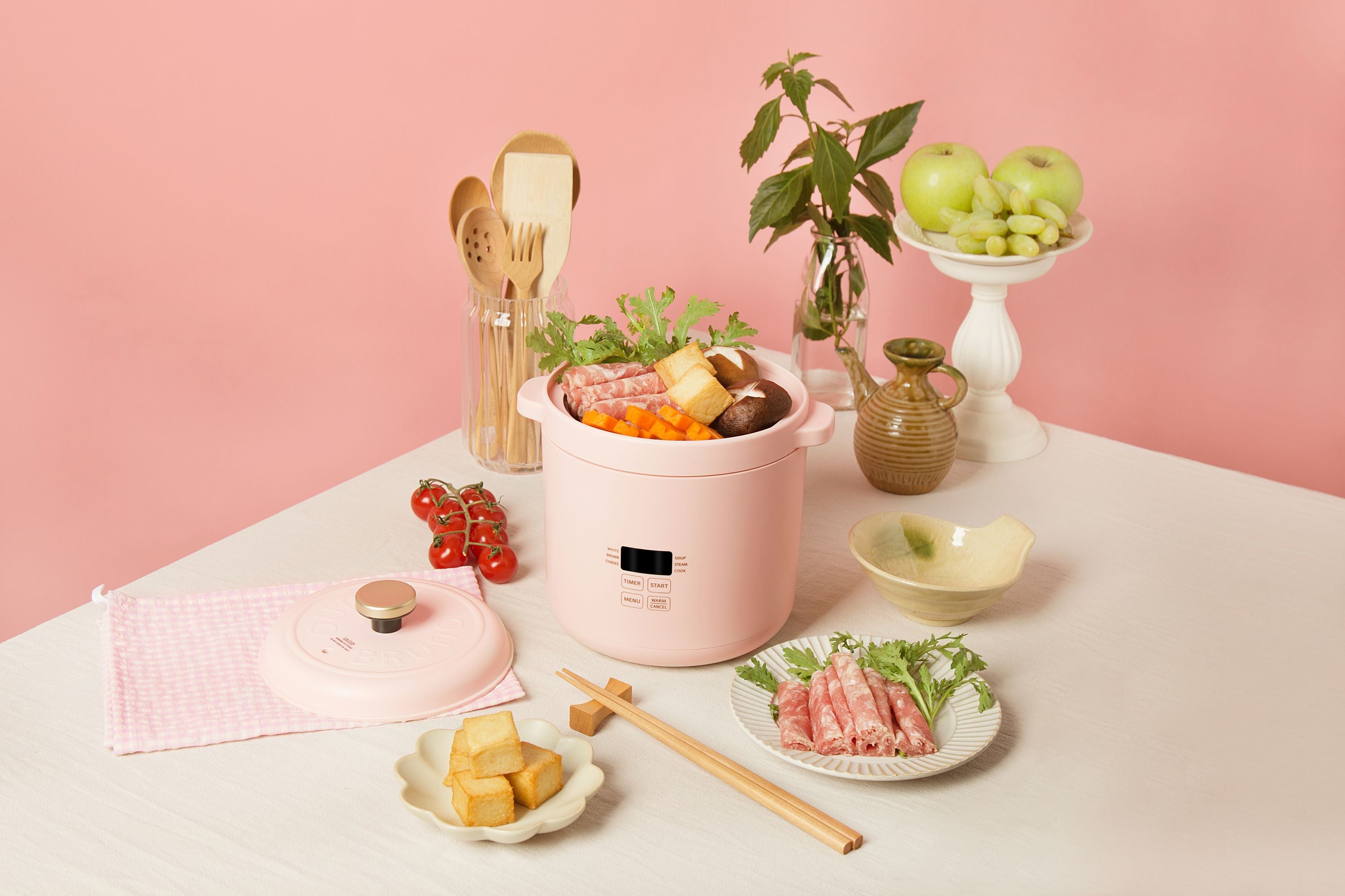 BRUNO BOE127 Mini Rice Cooker - 3-Cup Capacity, Compact & Portable Electric Rice Cooker for Small Kitchens, Dorms, Offices & Travel