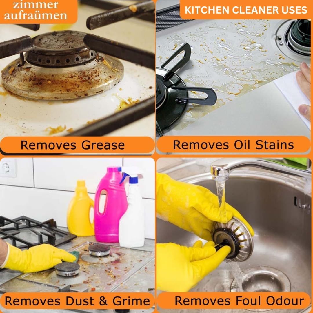 Powerful Kitchen Cleaner & Degreaser - Removes Oil, Grease, Food Stains & Grime | Deep Cleans Countertops, Tiles, Floors, Sinks & Marble Surfaces | 2L Bottle for Home & Restaurant Use