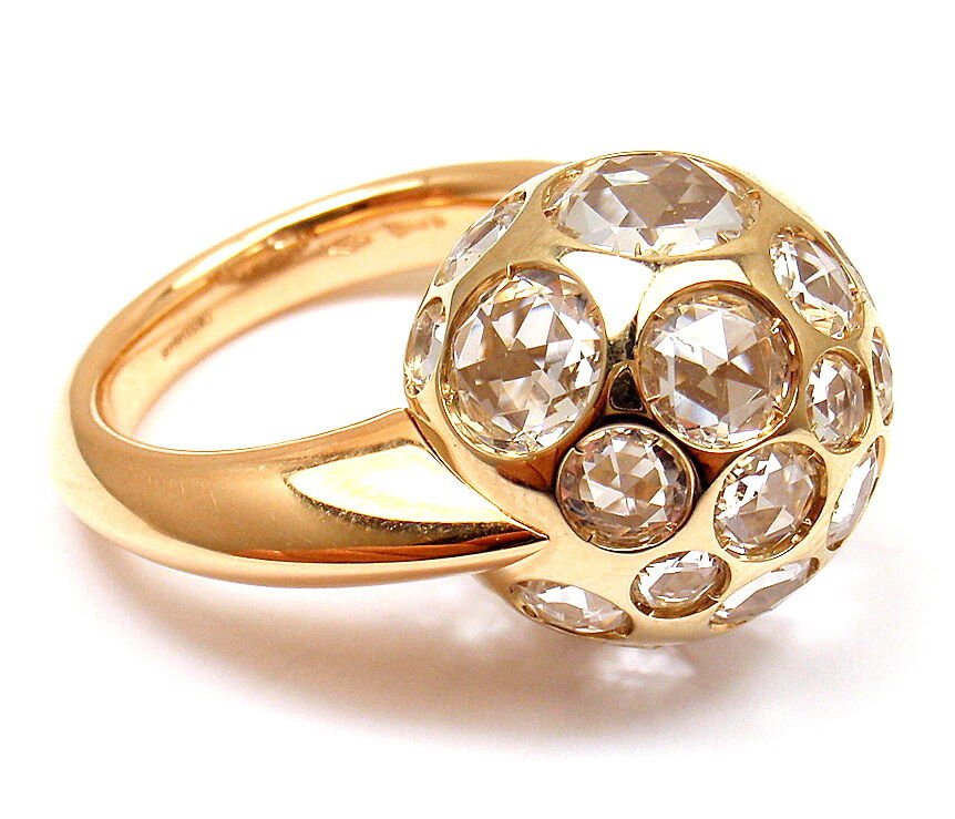 Authentic Pomellato Harem 18K Yellow Gold Rock Crystal Ring Size 5 - Luxury Jewelry for Women, Perfect for Weddings, Parties & Special Occasions