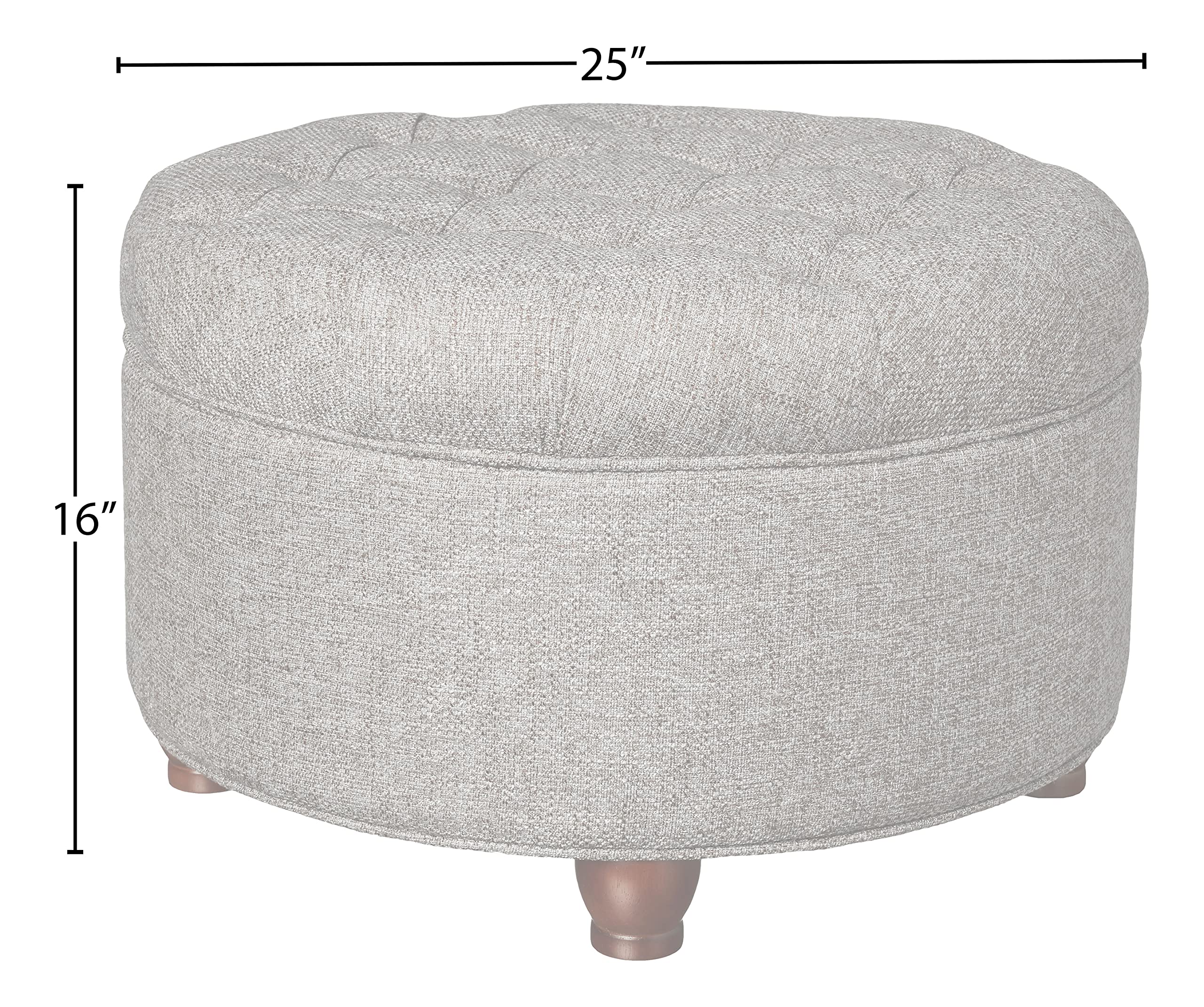 Homepop Button Tufted Woven Round Storage Ottoman - Dark Gray Storage Footrest for Living Room & Bedroom | Perfect for Small Space Organization & Extra Seating