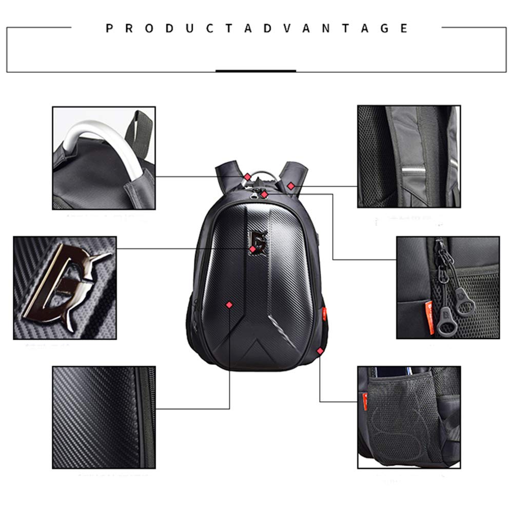 Waterproof Motorcycle Helmet Backpack 15L - Large Capacity Hard Shell Cycling Backpack for Men - Durable Storage Bag for Commuting, Travel & Outdoor Adventures