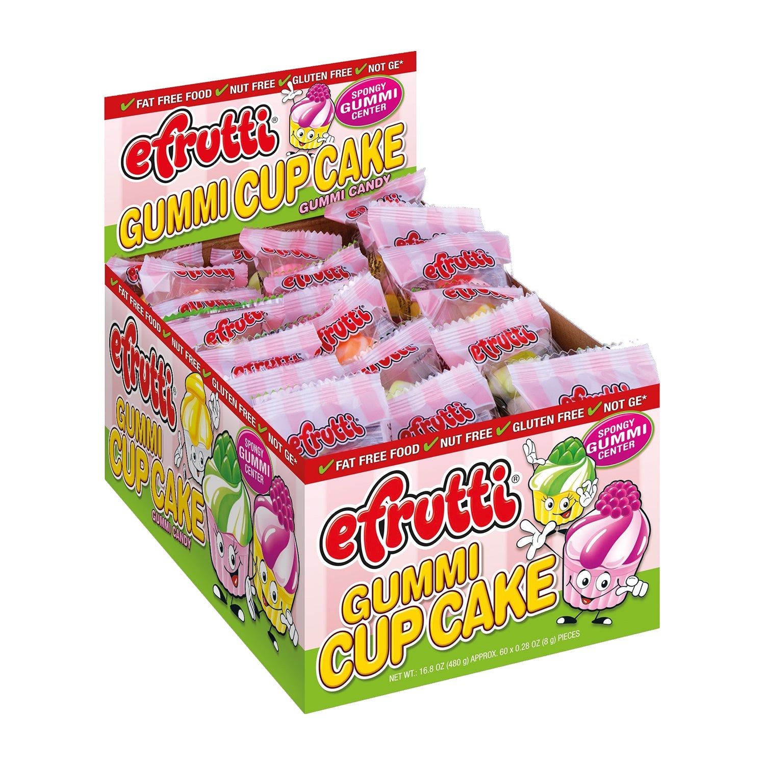 Efrutti Gummy Gummi Cupcake Candy - 60 Count Box | Sweet Treats for Birthday Parties, Baby Showers & Office Snacks