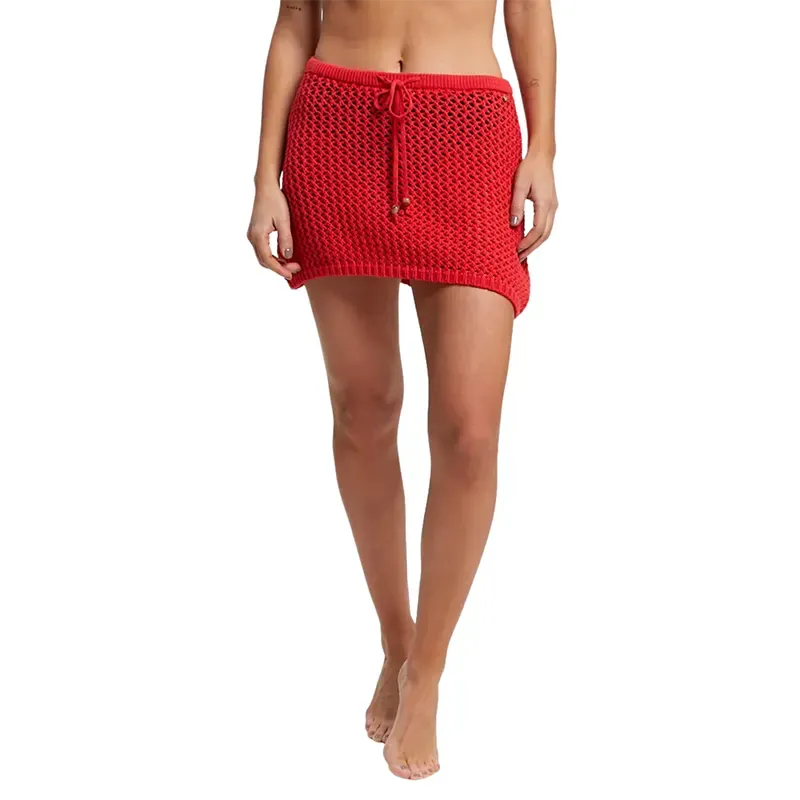 Rusty Amalfi Knit Skirt in Red - Women's Boho Chic Midi Skirt for Beach Vacation & Summer Outfits