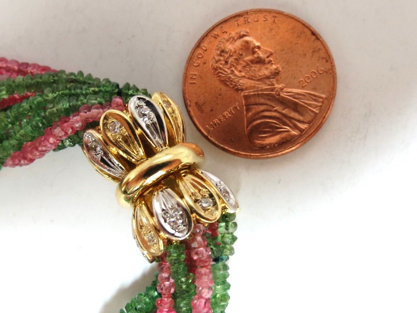 335ct Natural Pink Spinel & Tsavorite Garnet Diamond Necklace in 18K Gold - Elegant Jewelry for Weddings, Anniversaries & Special Occasions