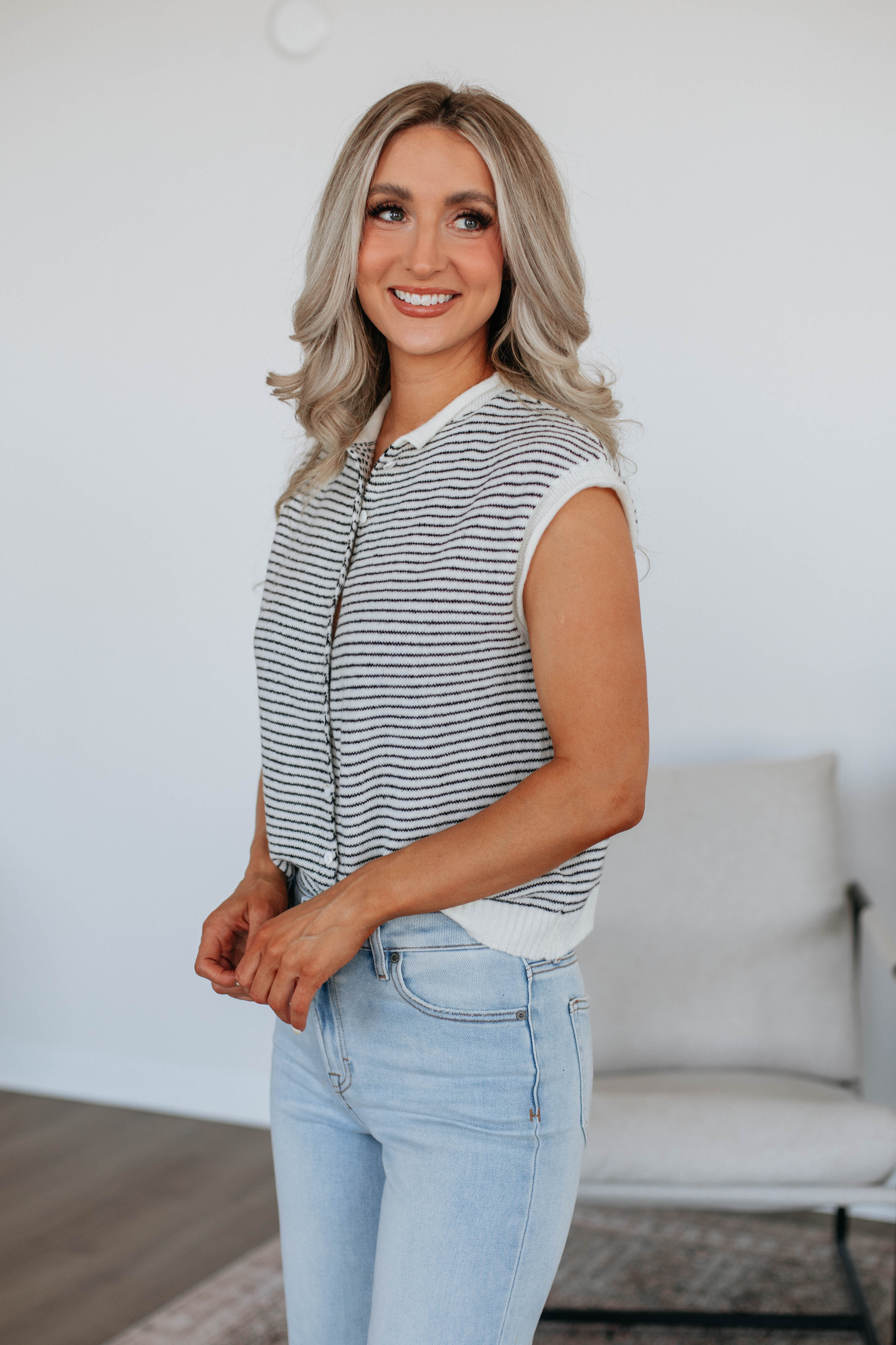 Camry Striped Cardigan Top for Women - Soft Knit Sweater with Long Sleeves, Comfortable Open Front Design - Perfect for Fall, Winter, Office Wear & Casual Outfits