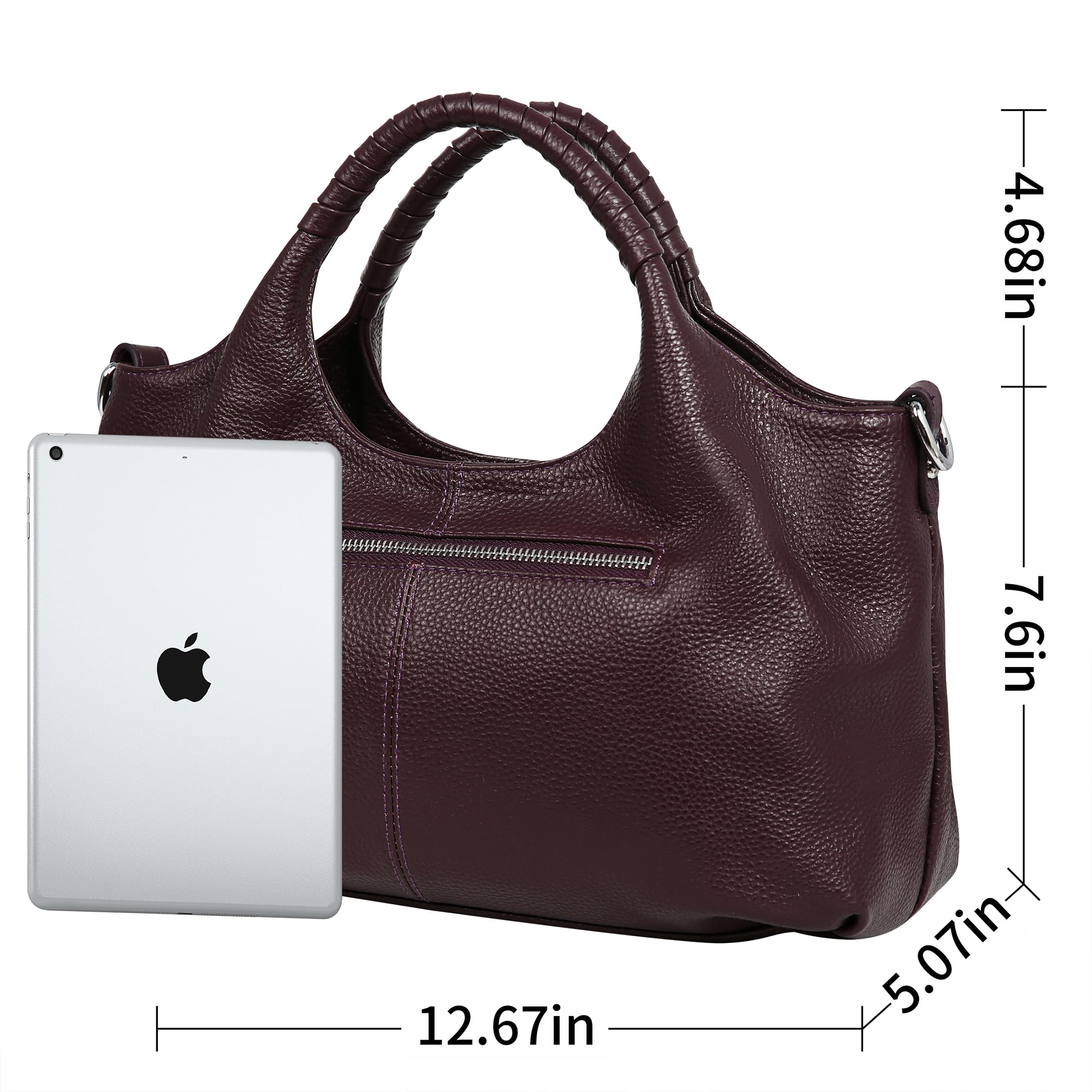 Iswee Genuine Leather Shoulder Bag for Women - Designer Crossbody Satchel Purse, Hobo & Medium Tote Handbag - Perfect for Work, Travel & Everyday Use