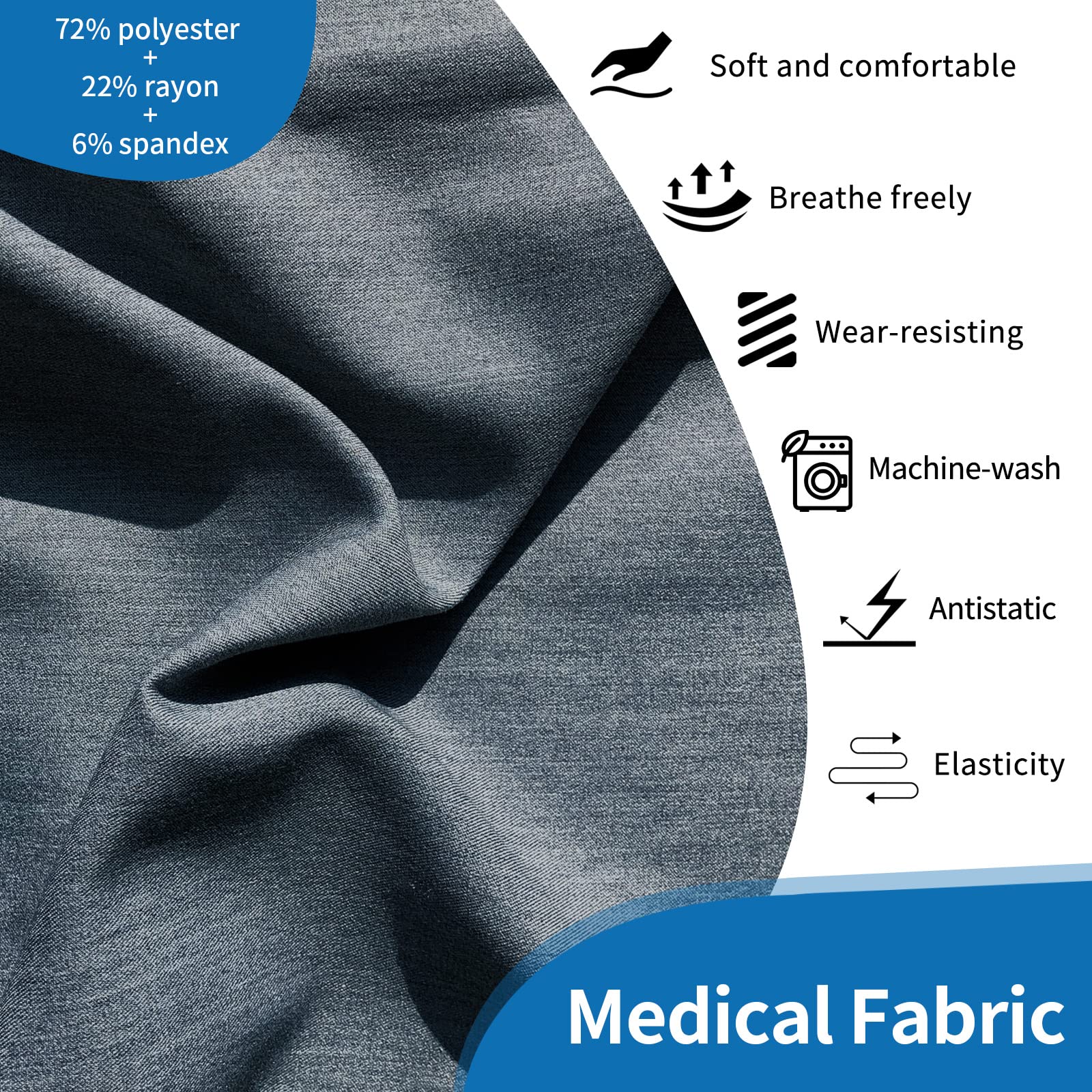 VIAOLI Men's Athletic Scrub Set - V-Neck Top & Yoga Jogger Pants with 8 Pockets for Medical Professionals | Comfortable Nursing Uniform for Doctors, Nurses & Healthcare Workers | Perfect for Hospital Shifts, Clinics & Long Work Hours