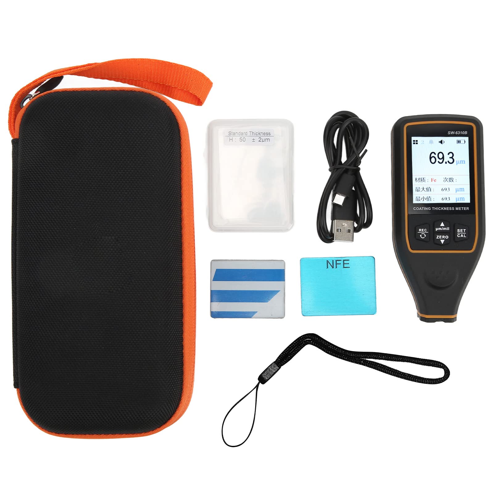 Jeanoko High Accuracy Coating Thickness Gauge - Automotive Paint Film Meter with Manual, Standard Accessories, Carrying Box & Lanyard | Perfect for Car Detailing, Auto Body Shops & Industrial Coating Measurement