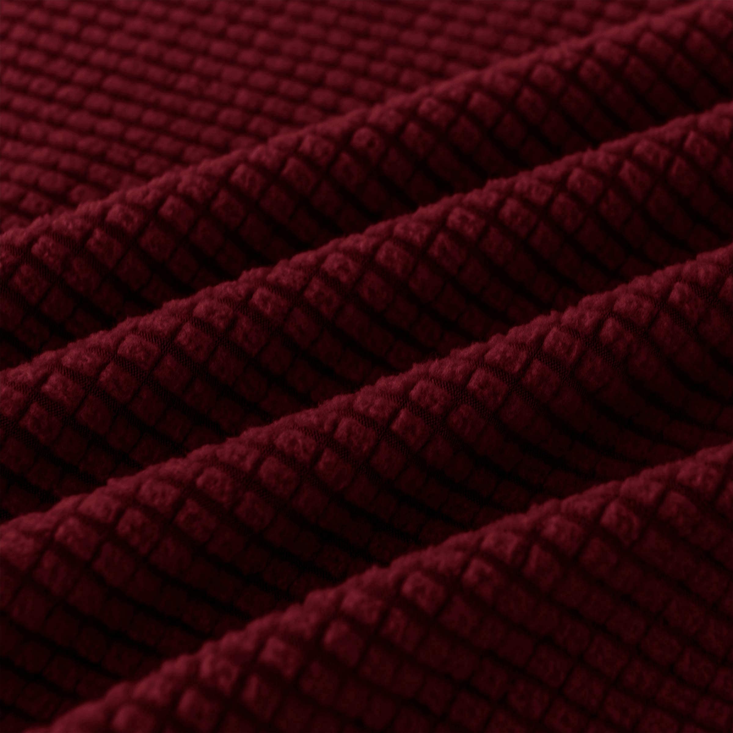 CHUN YI Loveseat Sofa Cover Set - Stretchable Jacquard Fabric Slipcover with Detachable Backrest & Cushion Covers - Checkered Design (Wine Red) for Living Room, Bedroom, or Office Furniture Protection