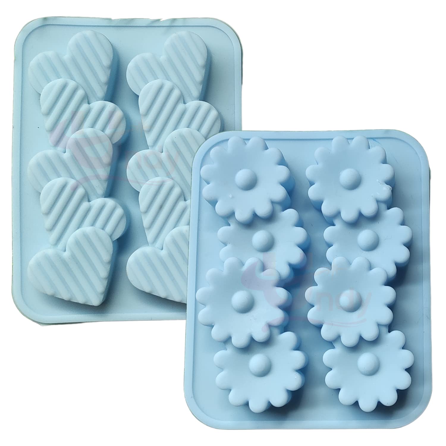 Premium 2-Cavity Flower & Heart Stripe Silicone Candle Molds - Multi-Purpose DIY Molds for Candles, Chocolate, Resin & Soap Making (4.5
