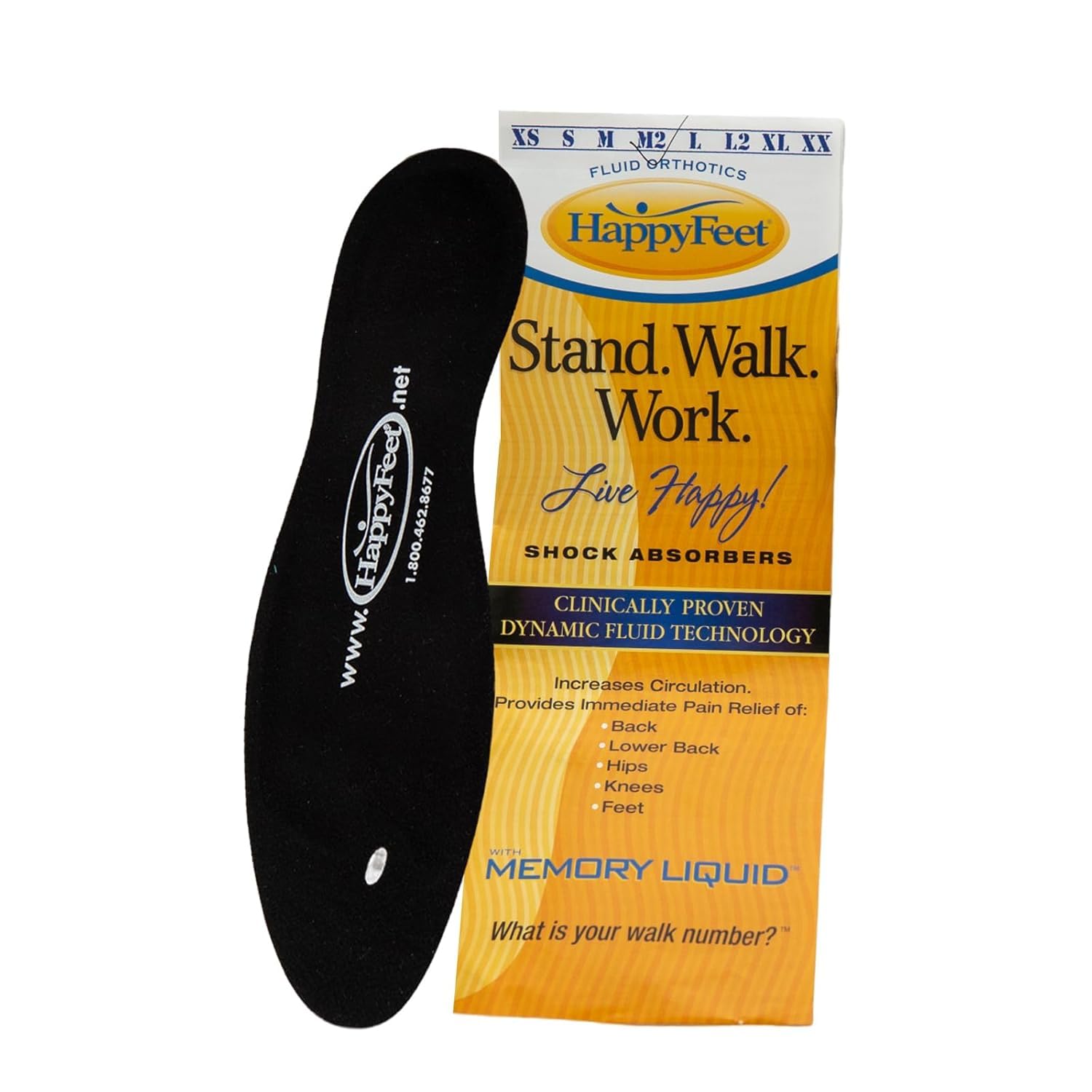 Happy Feet Plantar Fasciitis Relief Orthotic Insoles - Arch Support Gel Shoe Inserts for Flat Feet, Heel Pain - Comfortable Cushioning for Men & Women - Perfect for Running, Walking & Standing All Day