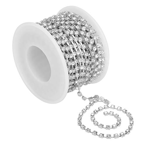 Stylish Rhinestone Decorative Chain - White Diamonds on White for DIY Phone Cases, Shoes, Clothing & Bridal Veils | Perfect for Wedding Accessories, Fashion Embellishments & Craft Projects