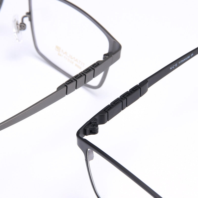 Bclear Men's Full Rim Square Titanium Eyeglasses Frame - Lightweight Durable My5009 for Work, Reading & Everyday Wear