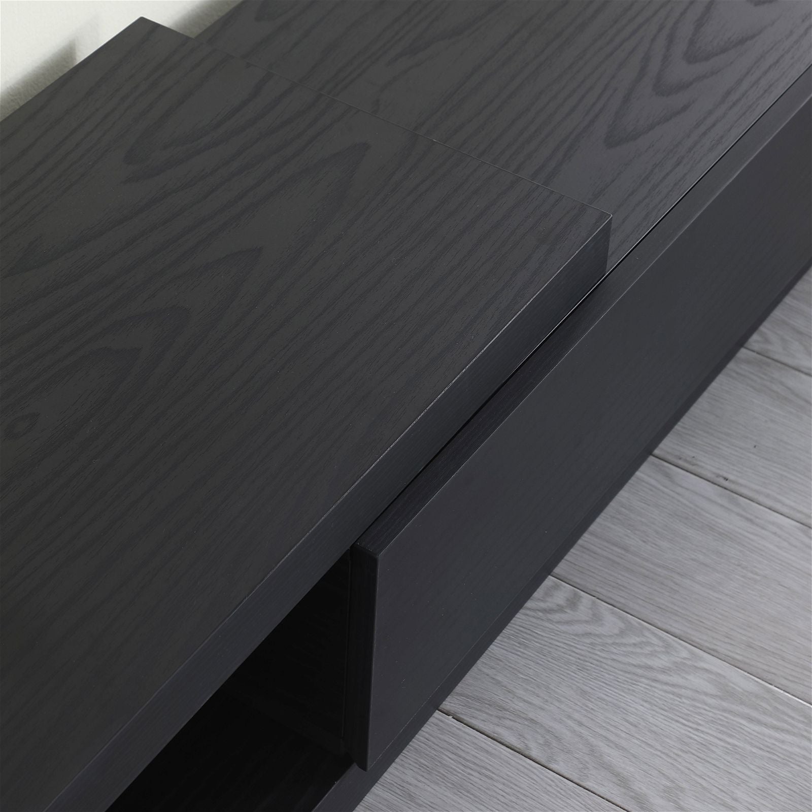 Criterion Durham Extendable TV Stand 260cm - Modern Lowline TV Unit in Black Oak for Living Room & Home Theater Setup