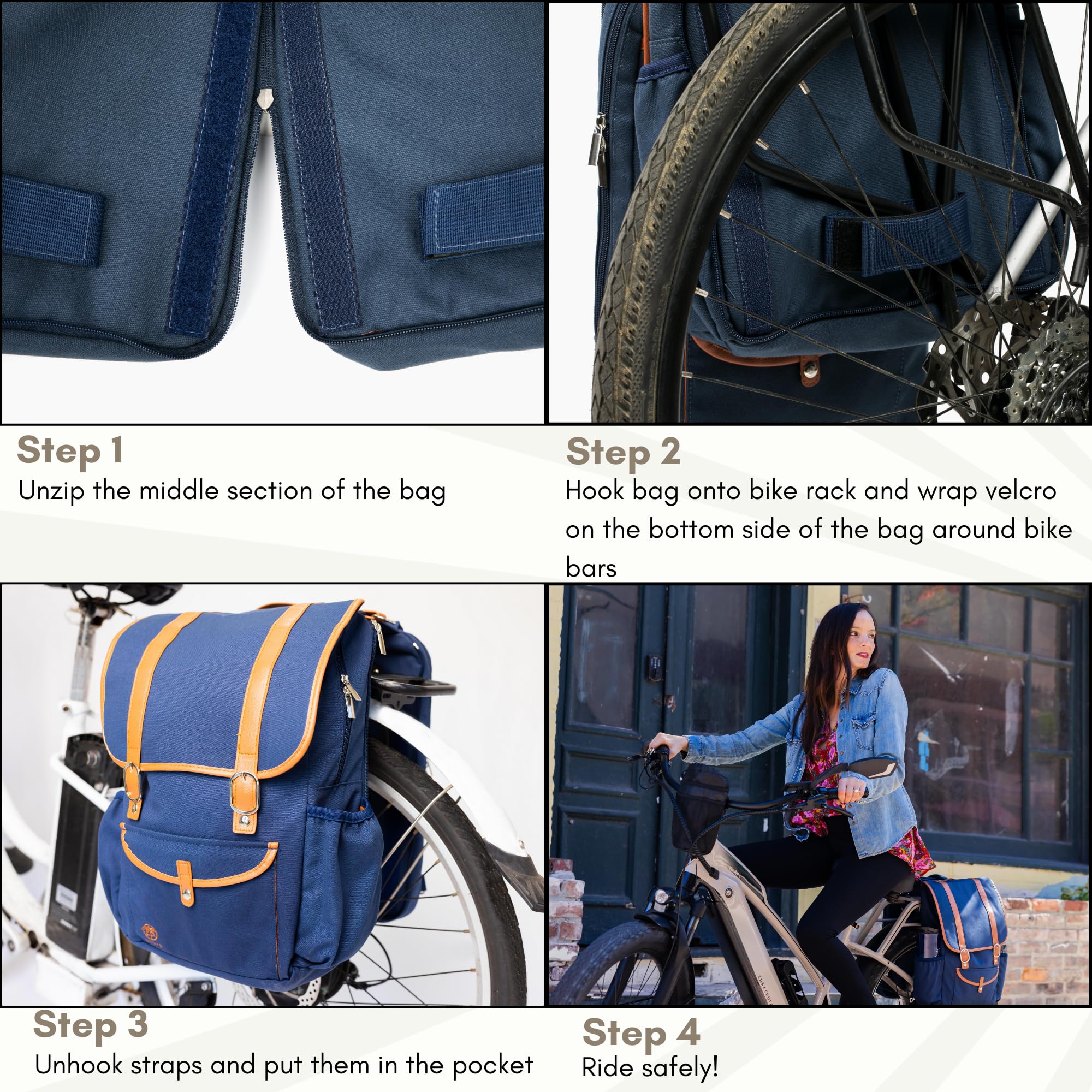 Waterproof Bike Backpack with Laptop Compartment - Convertible Double Pannier Cycling Bag for Commuters, 17.3L Rear Rack Bicycle Backpack for Men & Women - Perfect for Cycling to Work, School or Outdoor Adventures (Blue)