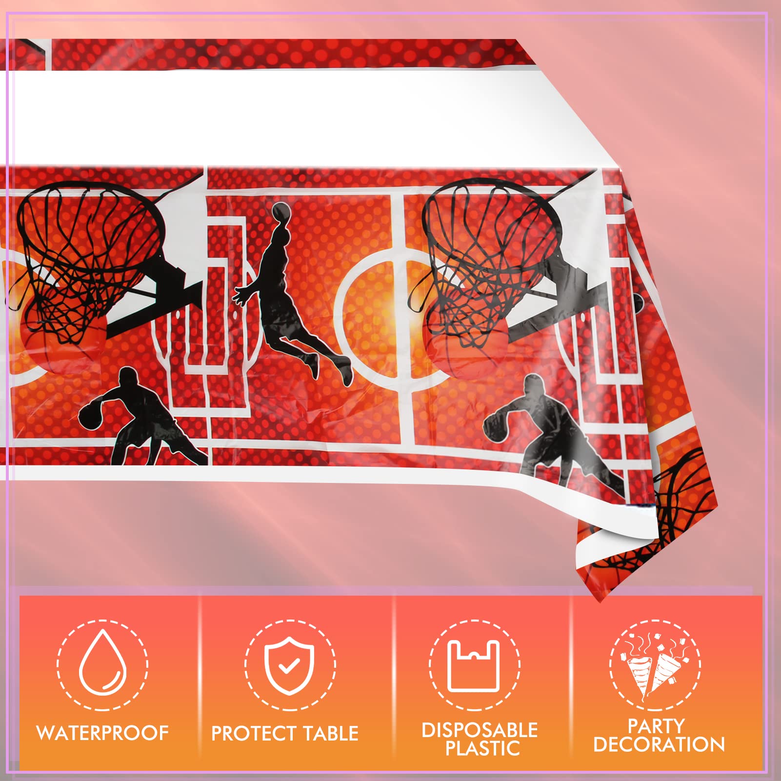 Basketball Birthday Party Decorations Set - 12 Inch Plates, 6.5 Inch Napkins & 54x108 Inch Tablecloth - Sports Theme Party Supplies for Kids, Boys, Teenagers - Perfect for Birthday Celebrations, Game Nights, and Sports Themed Events