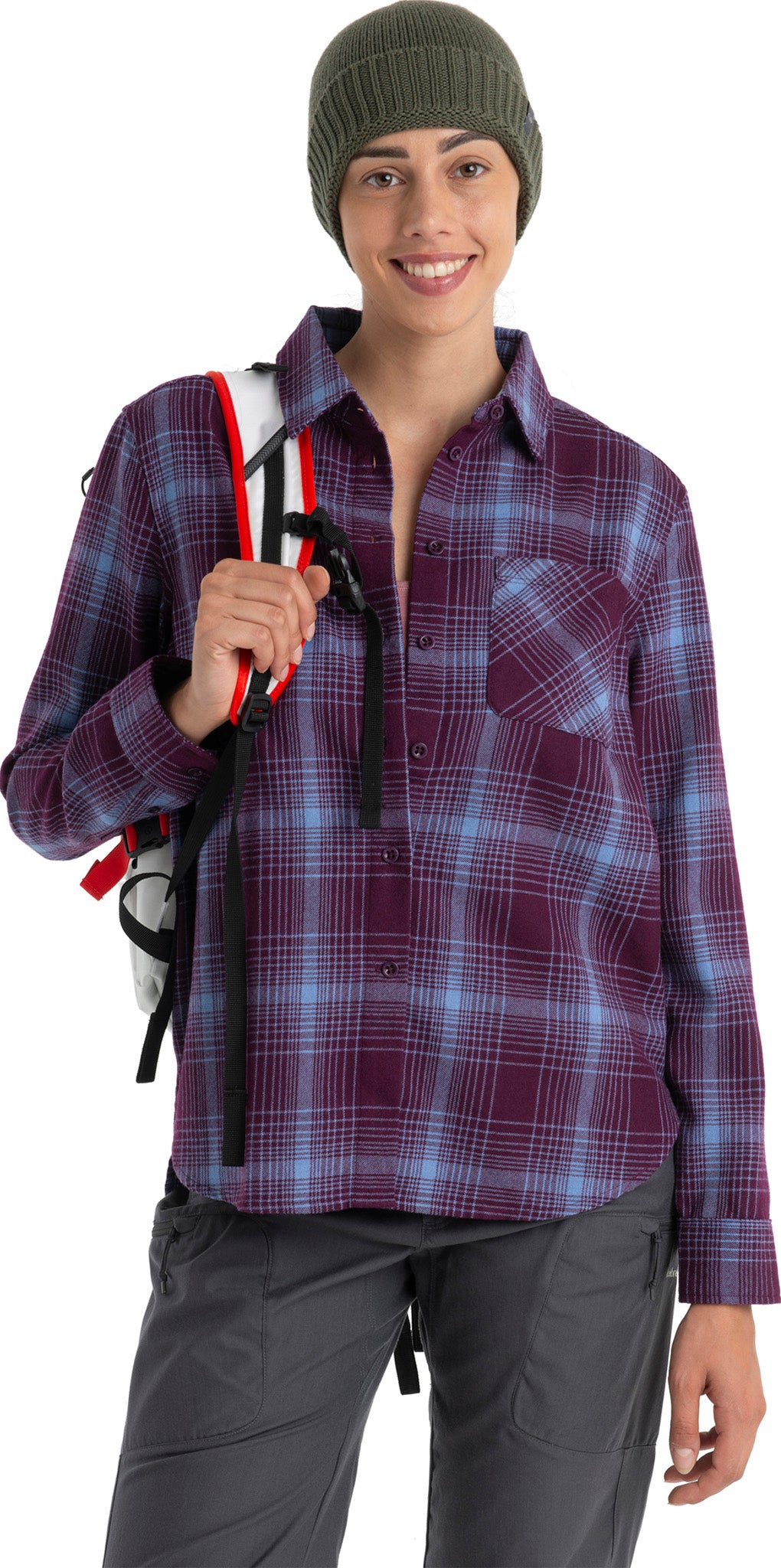 200 Dawnder Merino Wool Plaid Long Sleeve Flannel Shirt for Women - Soft & Warm Winter Casual Wear, Outdoor Hiking & Cozy Fall Layering