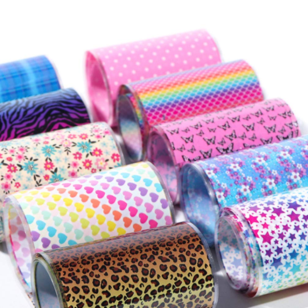 Minkissy 10 Roll Box Nail Decals - Floral Flower & Star Leopard Print Nail Art Stickers for Toenails & Fingernails | DIY Manicure & Pedicure Designs for Women & Girls | Perfect for Parties, Weddings, and Daily Nail Art