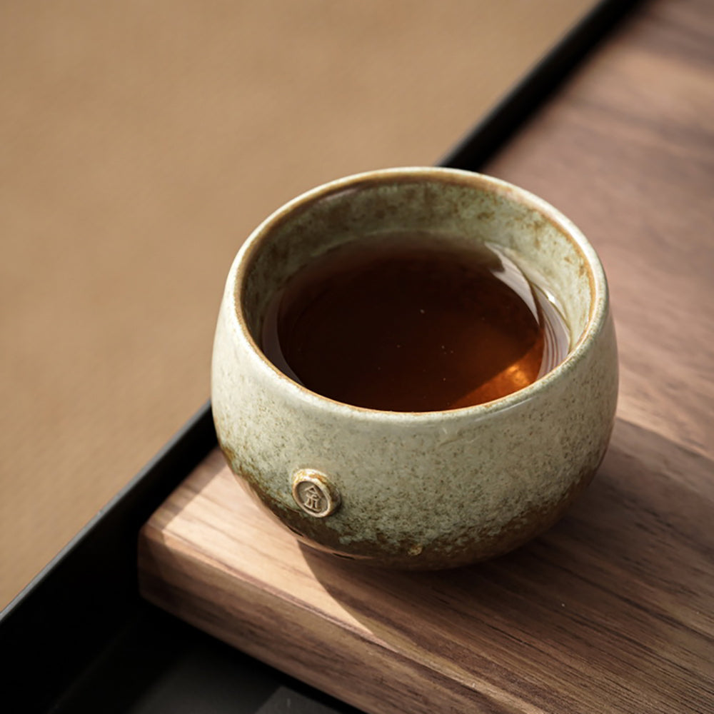 Handmade Coarse Pottery Kung Fu Tea Cup Set of 5 - Traditional Ceramic Tea Cups for Gongfu Tea Ceremony - Perfect for Chinese Tea Brewing, Home Decor & Gift Giving